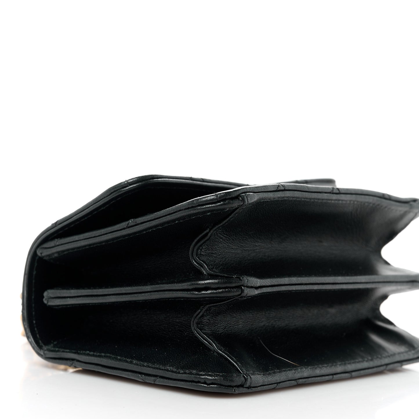 Lambskin Quilted Chain Top Handle Clutch With Chain Black