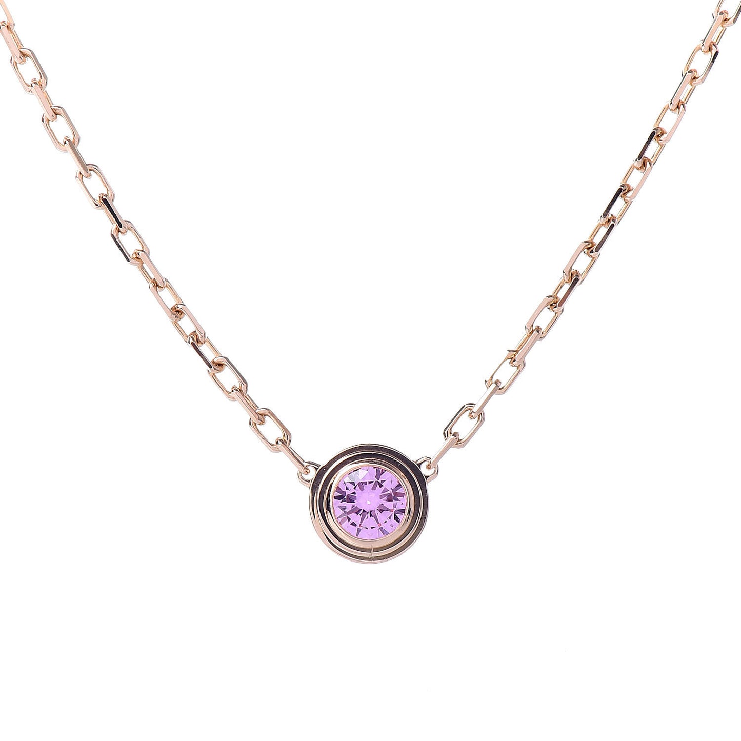 18K Pink Gold Pink Sapphire D'Amour Pendant Necklace