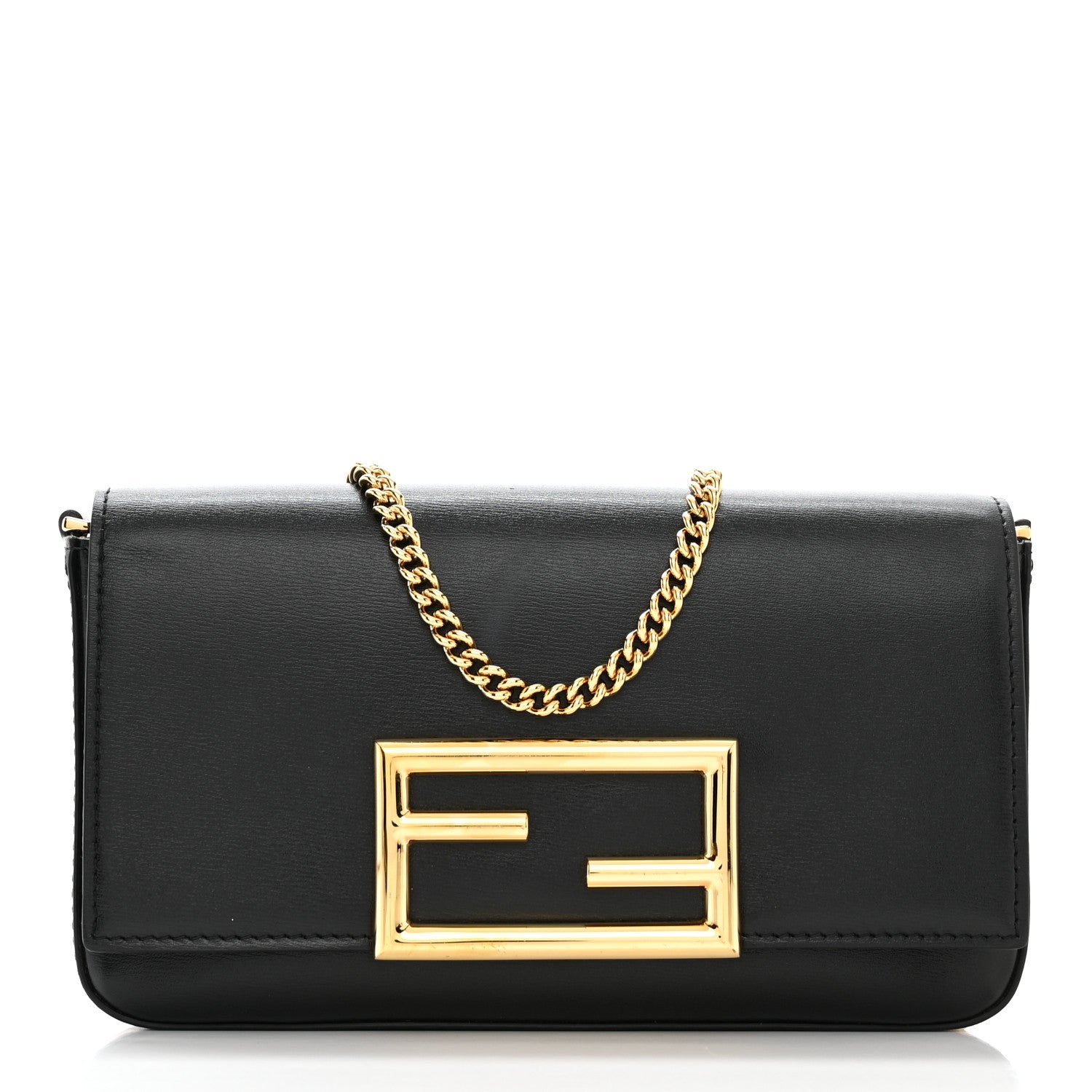 Fendi Vitello Palmellato Wallet on Chain with Pouches Black 1 of 10