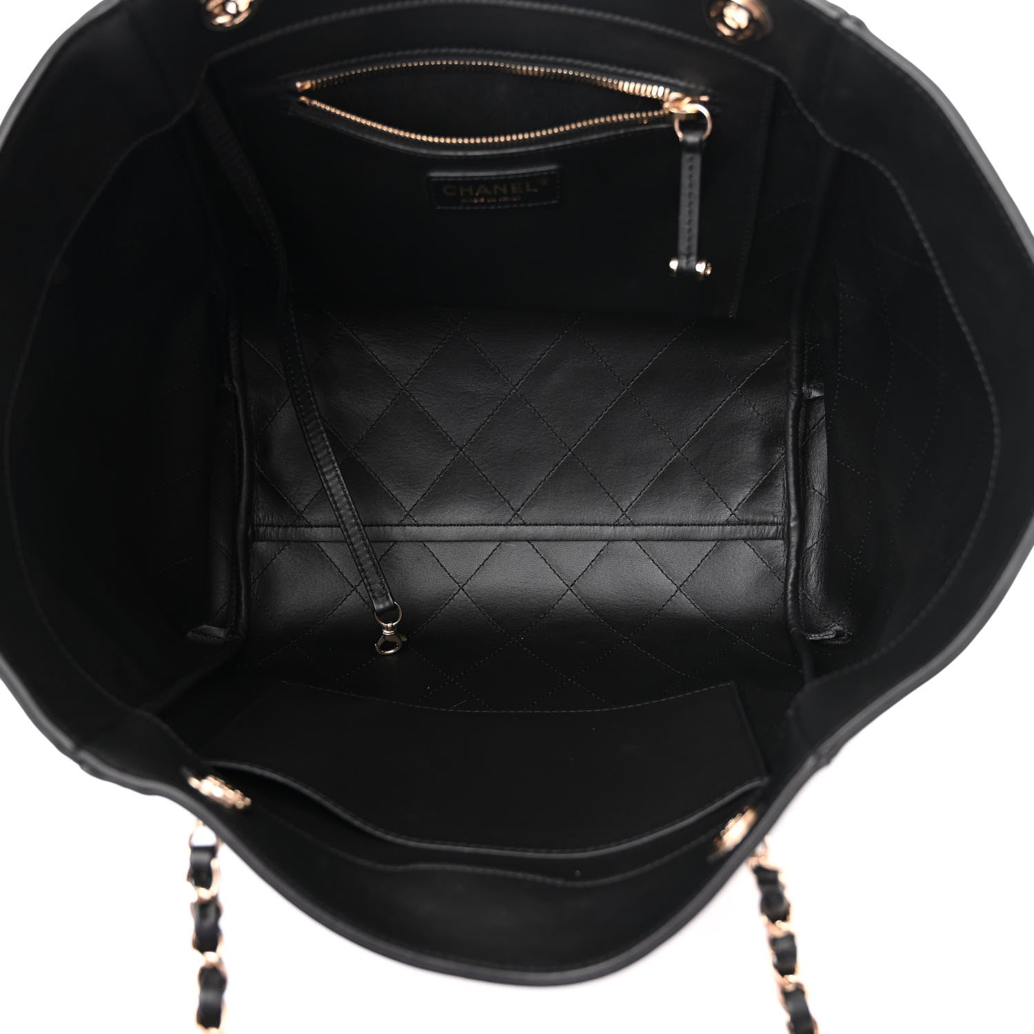 Chanel Calfskin Stitched Small Shopping Tote Black 6 of 12