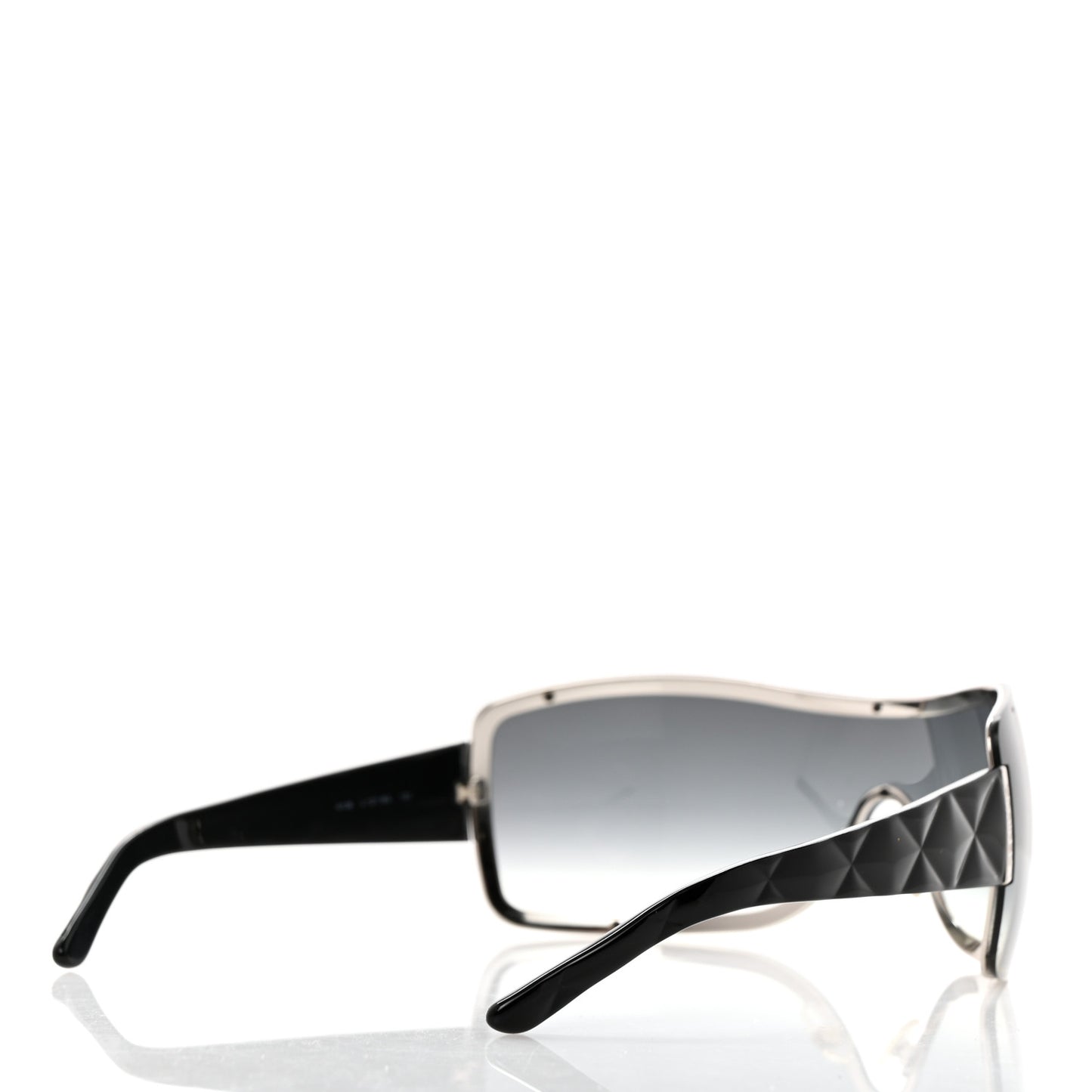 Acetate Quilted Shield Sunglasses 4126 Black Gray