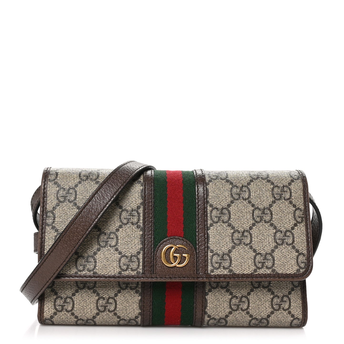 GG Supreme Monogram Web Ophidia Crossbody Wallet Beige New Acero