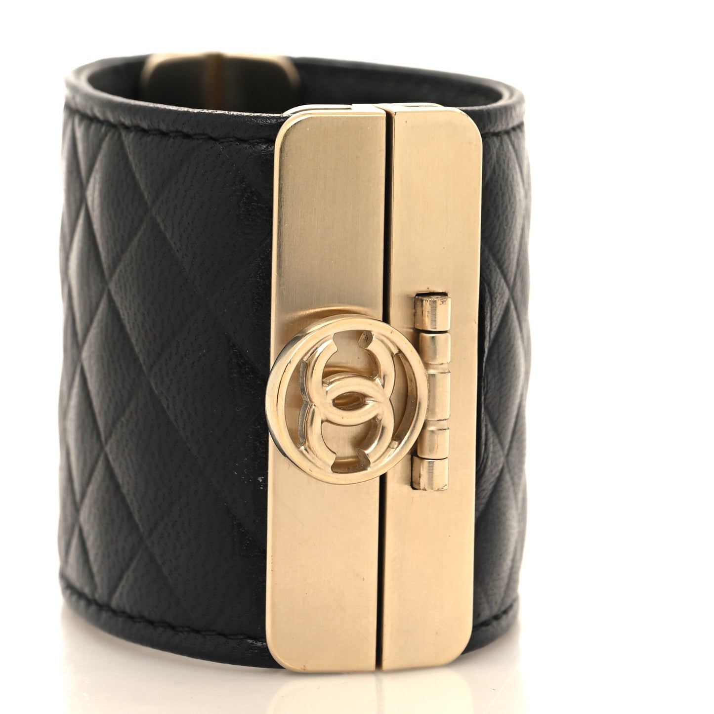 Calfskin Quilted CC Wide Cuff S Black