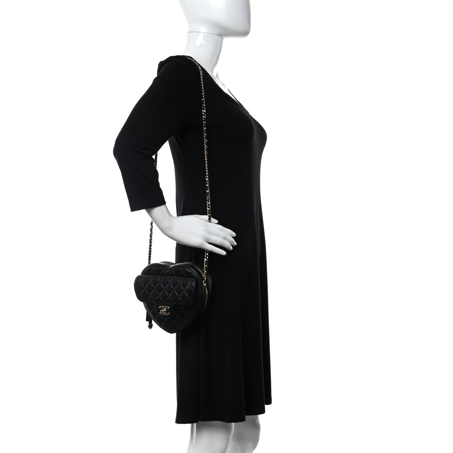 Lambskin Quilted CC In Love Heart Bag Black