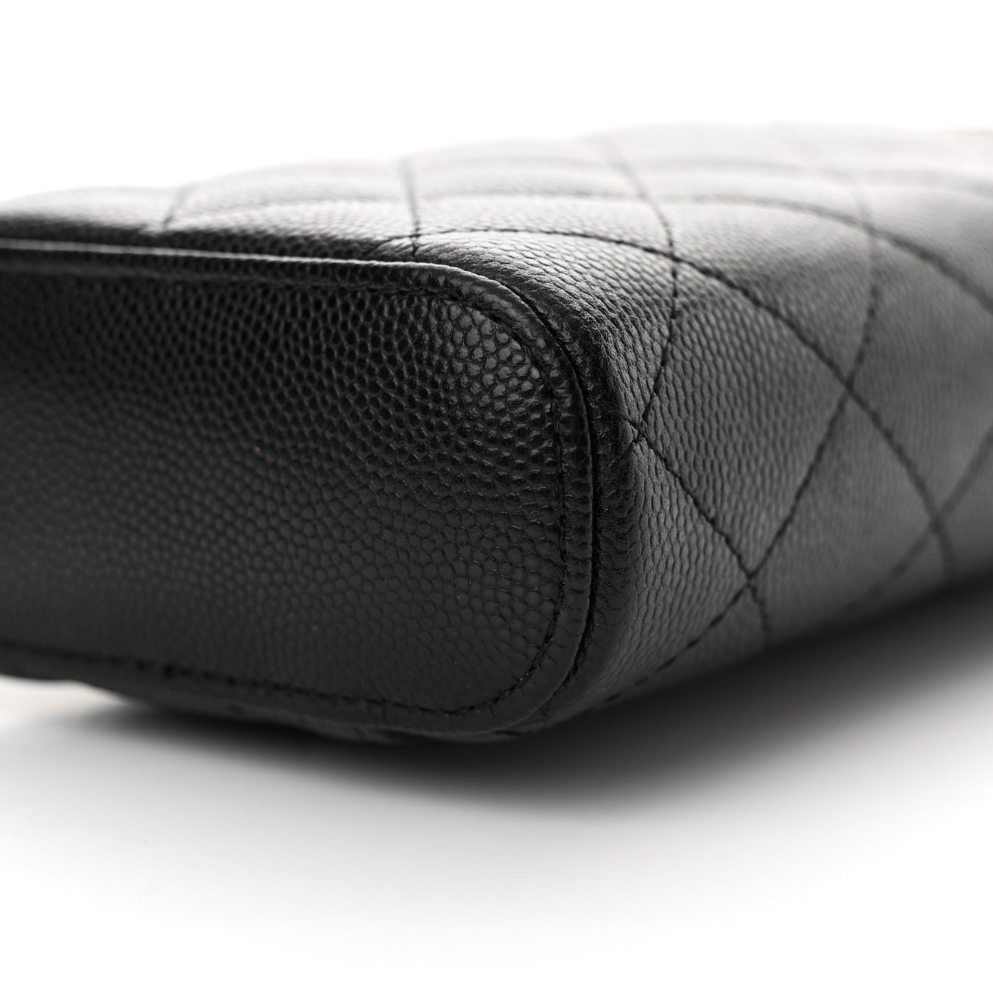 Caviar Quilted Phone Holder With Chain Black