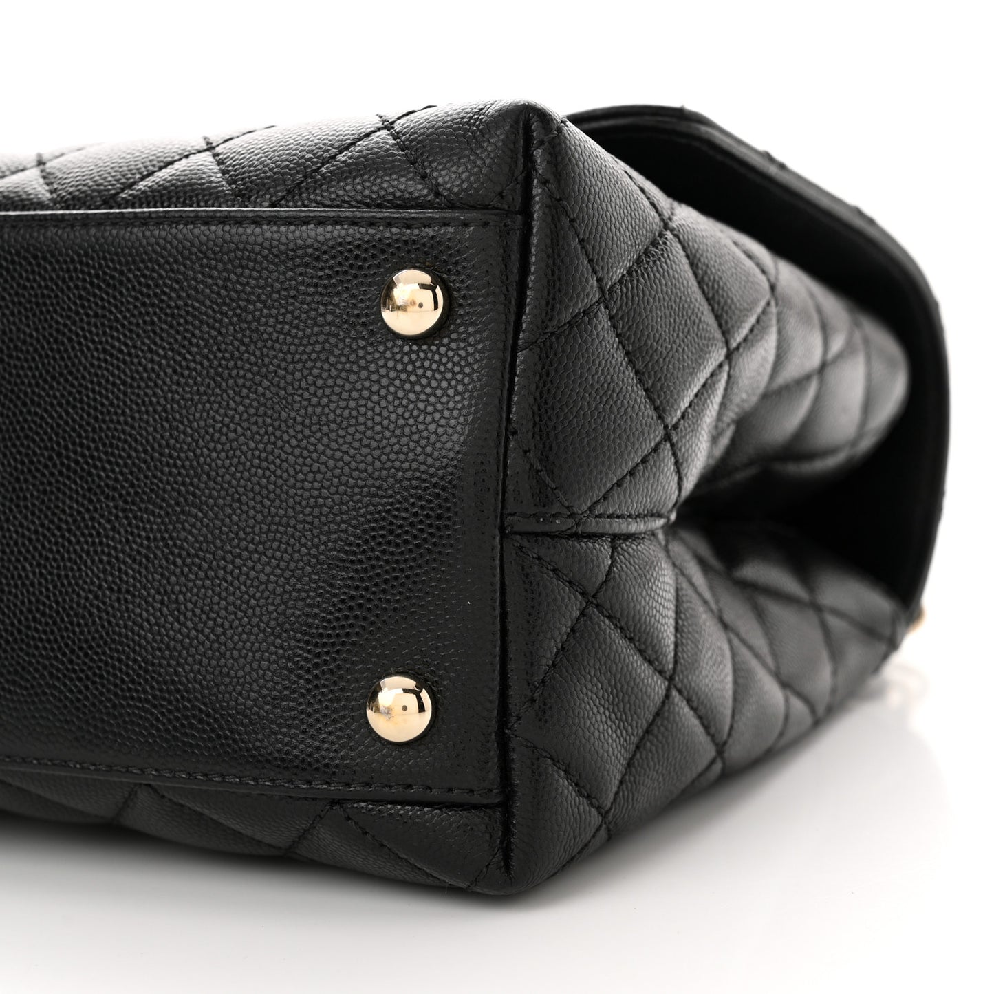 Caviar Quilted Small Coco Handle Flap Black