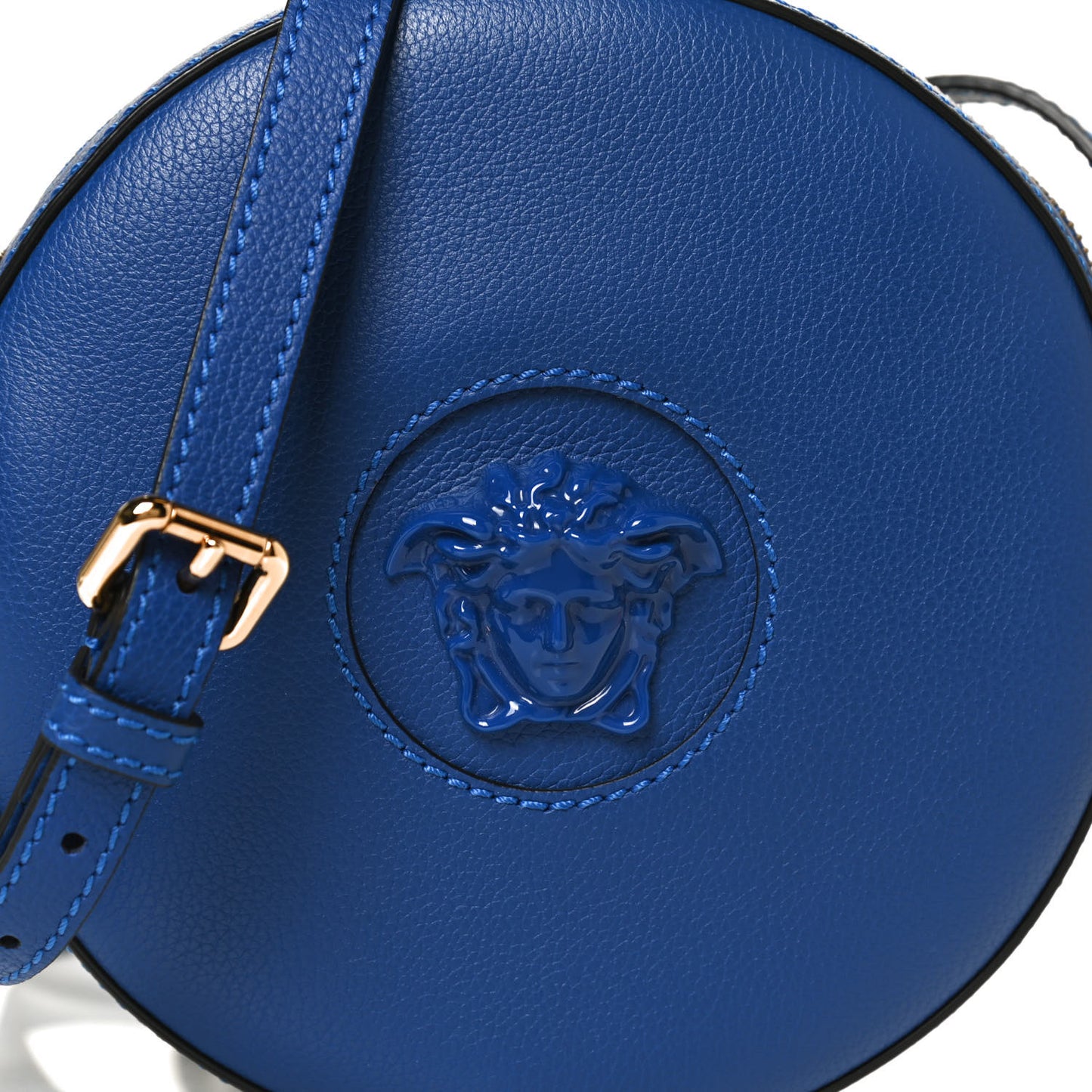 Calfskin La Medusa Round Camera Bag Blue