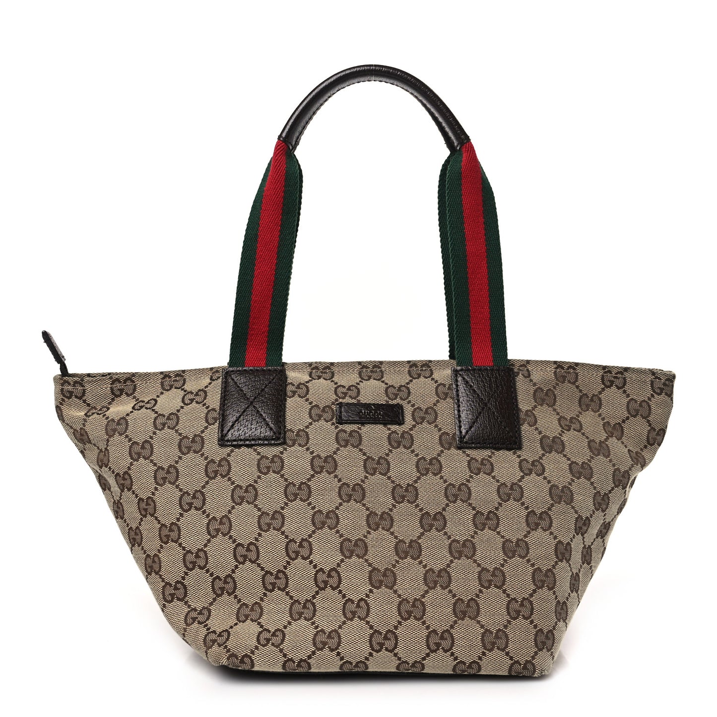 GG Monogram Small Web Handle Bucket Tote Dark Brown