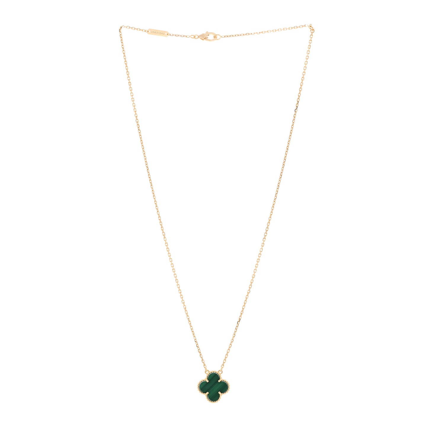 18K Yellow Gold Malachite Vintage Alhambra Pendant Necklace