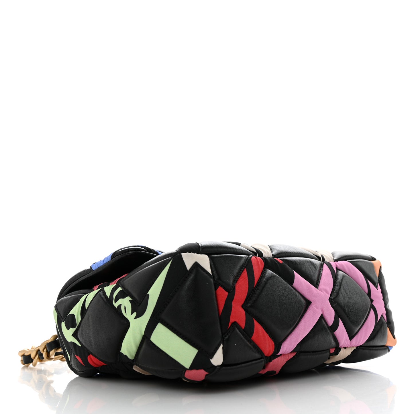 Lambskin Printed Fabric Medium Chanel 19 Flap Black Multicolor