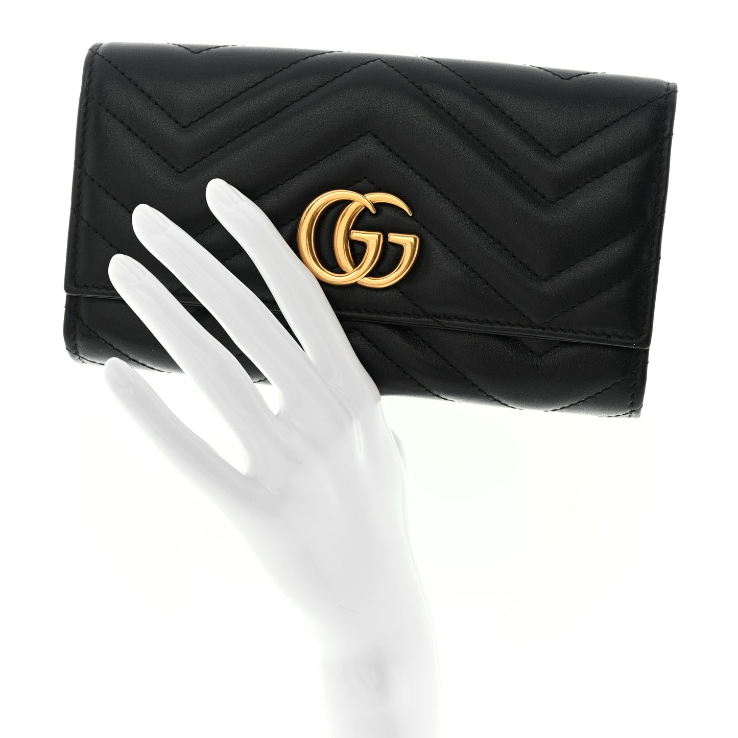 Calfskin Matelasse GG Marmont Continental Wallet Black