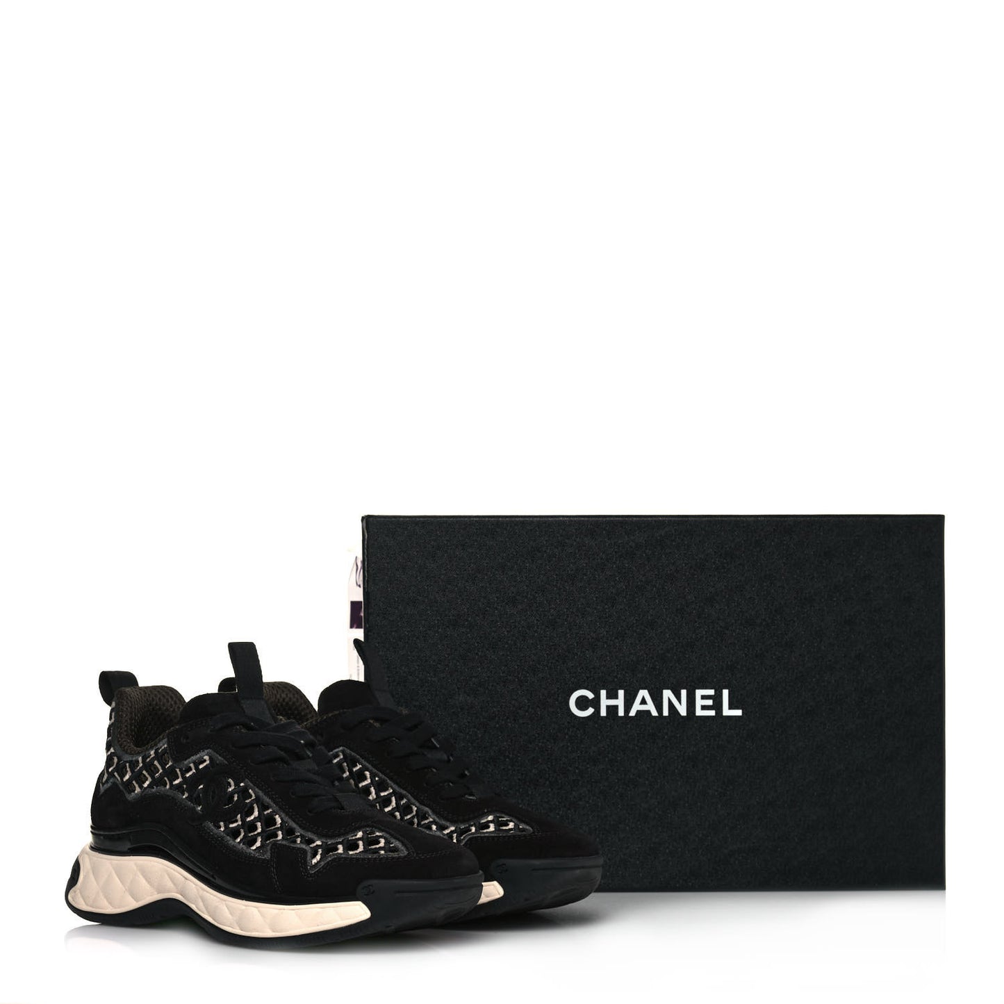 Suede Calfskin Embroidered CC Sneakers 36 Black