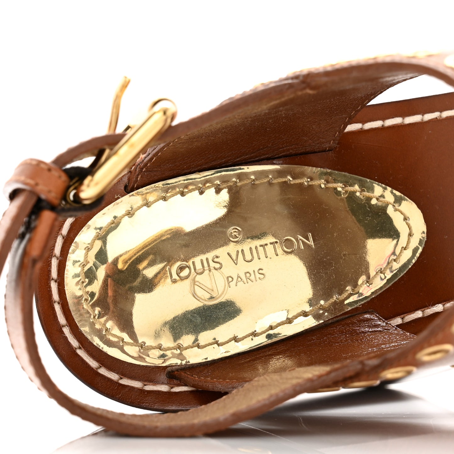 Calfskin Monogram Passenger Heeled Sandals 39 Cognac