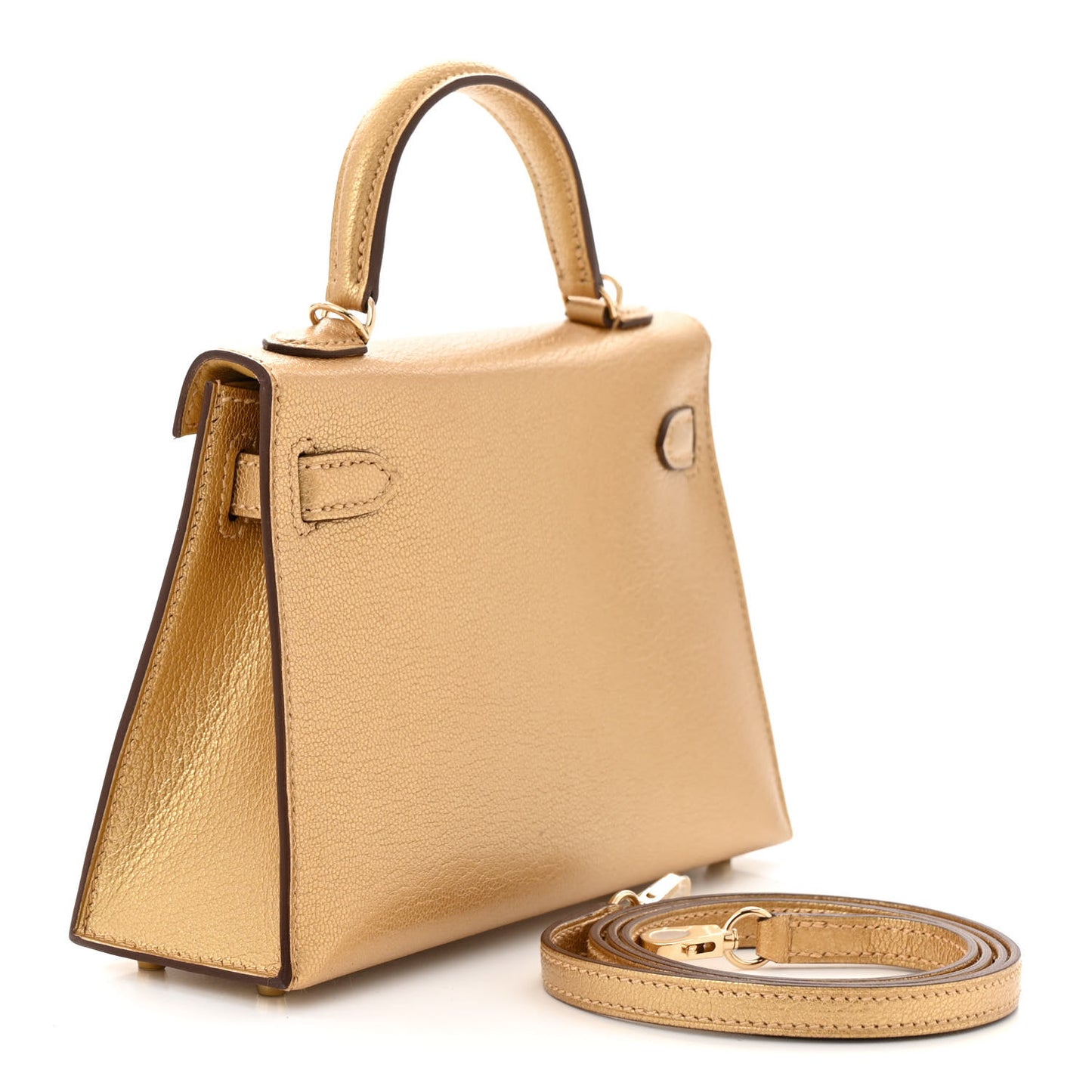 Metallic Chevre Chamkilight Mini Kelly Sellier 20 Dore