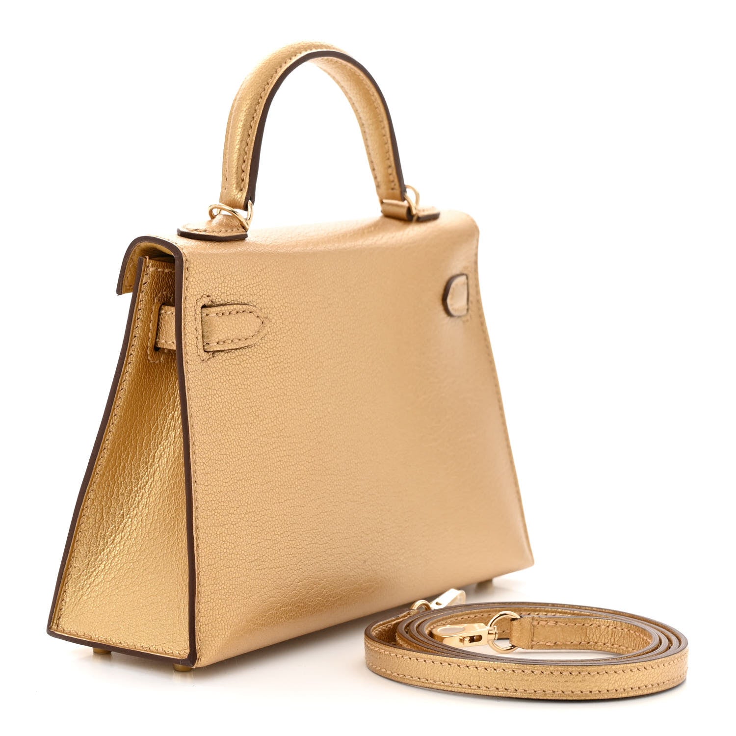 Hermes Metallic Chevre Chamkilight Mini Kelly Sellier 20 Dore 2 of 10
