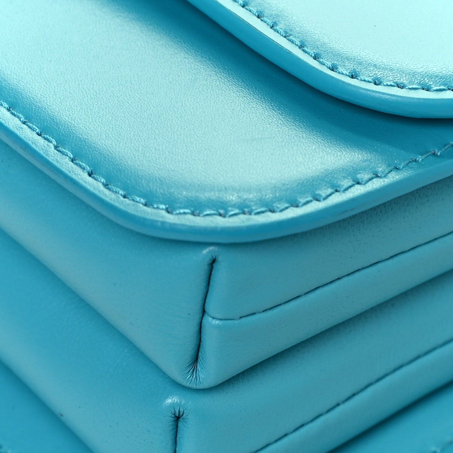 Shiny Box Calfskin Small B Bag Turquoise