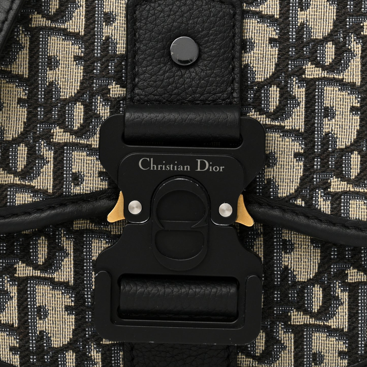 Oblique Grained Calfskin Mini Gallop Bag With Strap Black Beige