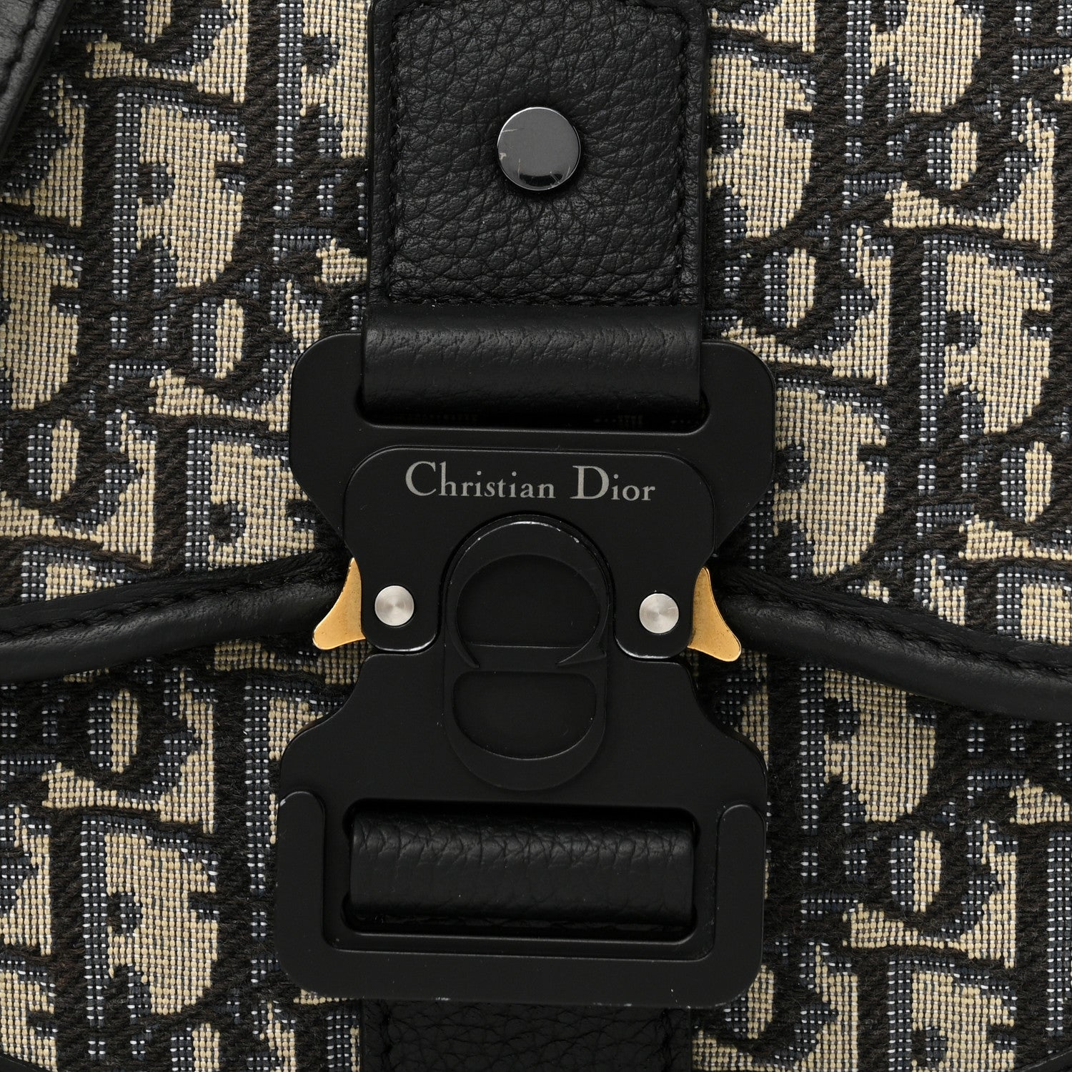 Christian Dior Oblique Grained Calfskin Mini Gallop Bag With Strap Black Beige 8 of 10