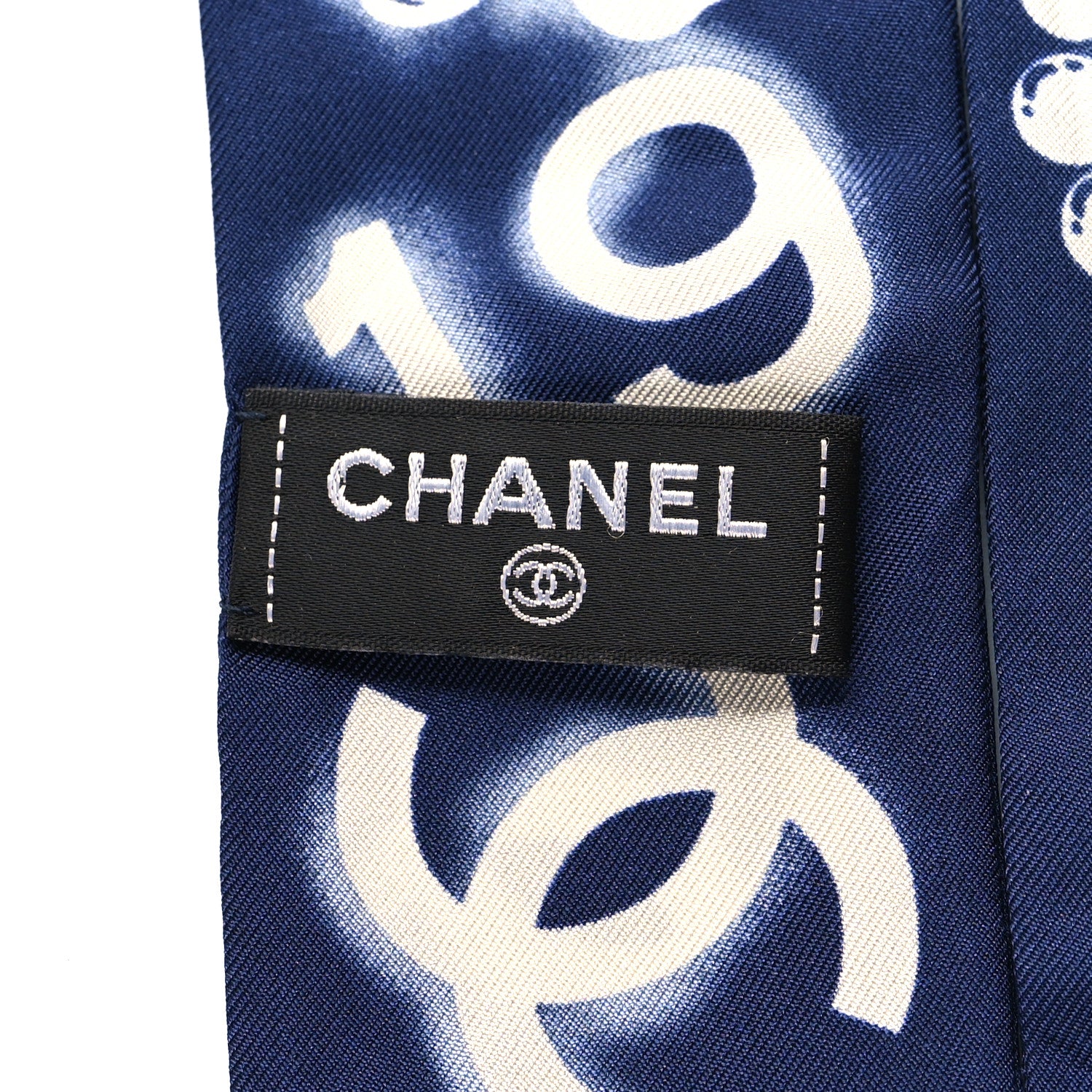 Chanel Silk CC Slim Bandeau Scarf Navy Ivory 3 of 3