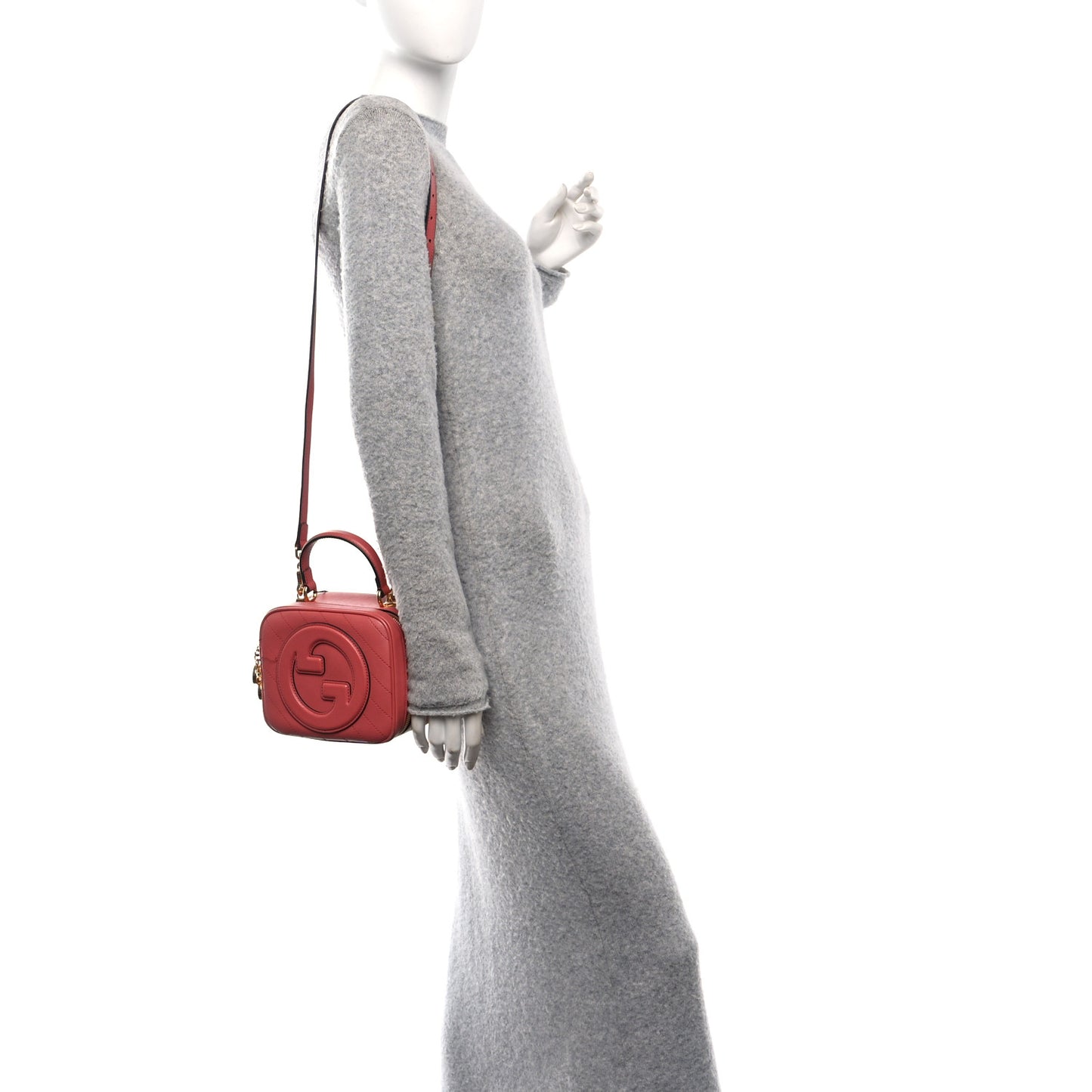 Sakai Be Green Calfskin Diagonal Stitched Blondie Top Handle Bag Pink