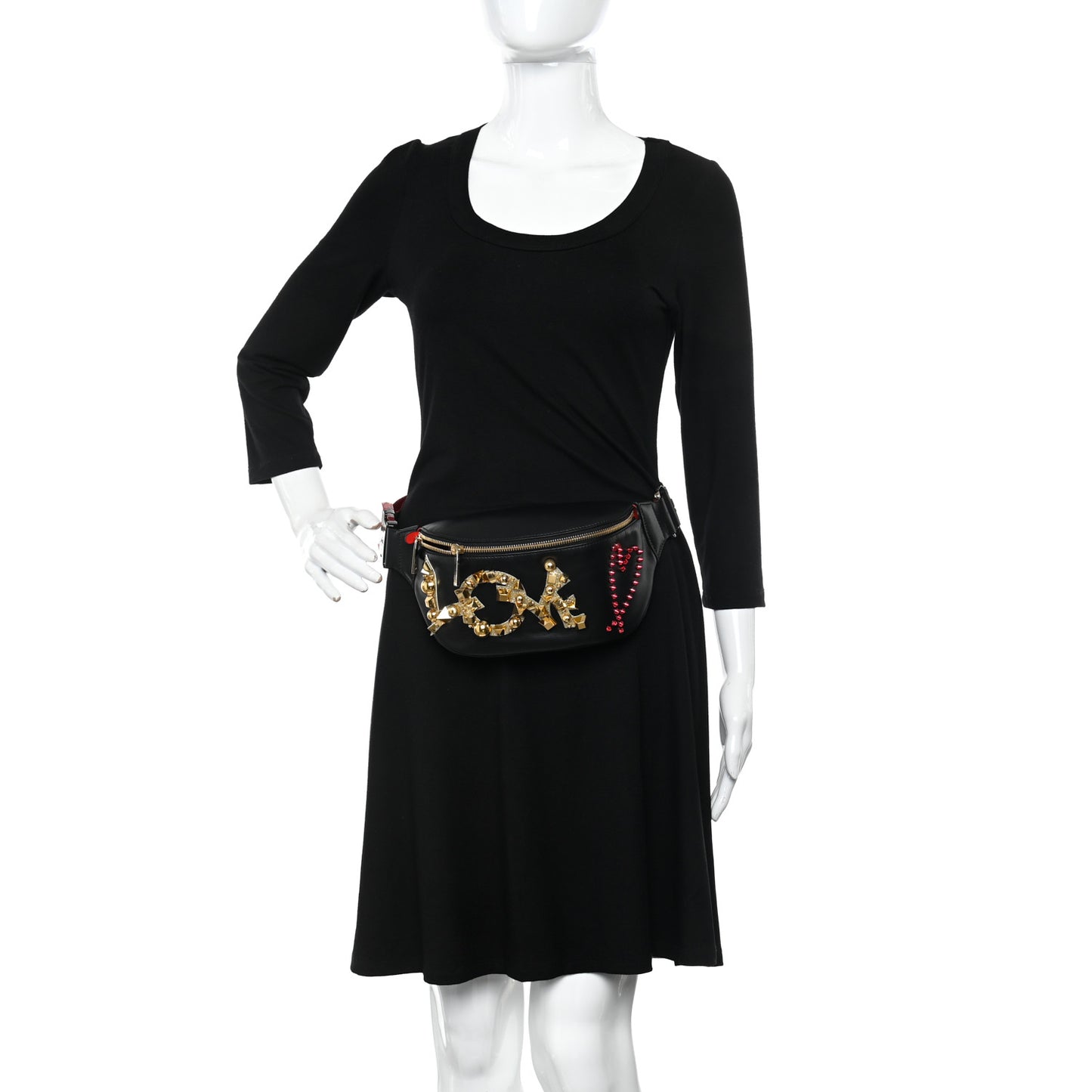 Calfskin Marie Jane Love Belt Bag Black Platine