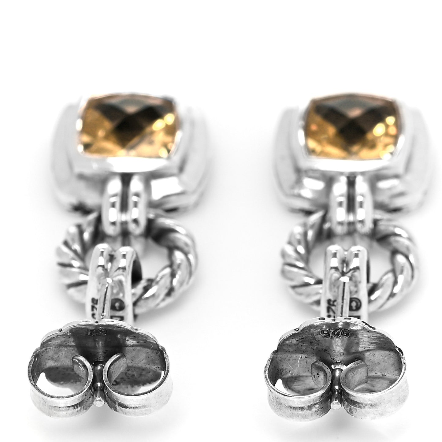 Sterling Silver Lemon Citrine 7mm Renaissance Drop Earrings