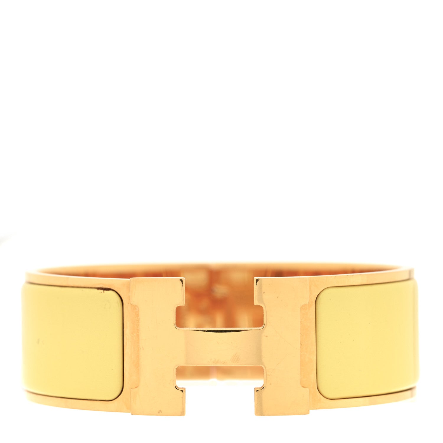 Hermes Enamel Wide Clic Clac H Bracelet PM Jaune Citron 1 of 4