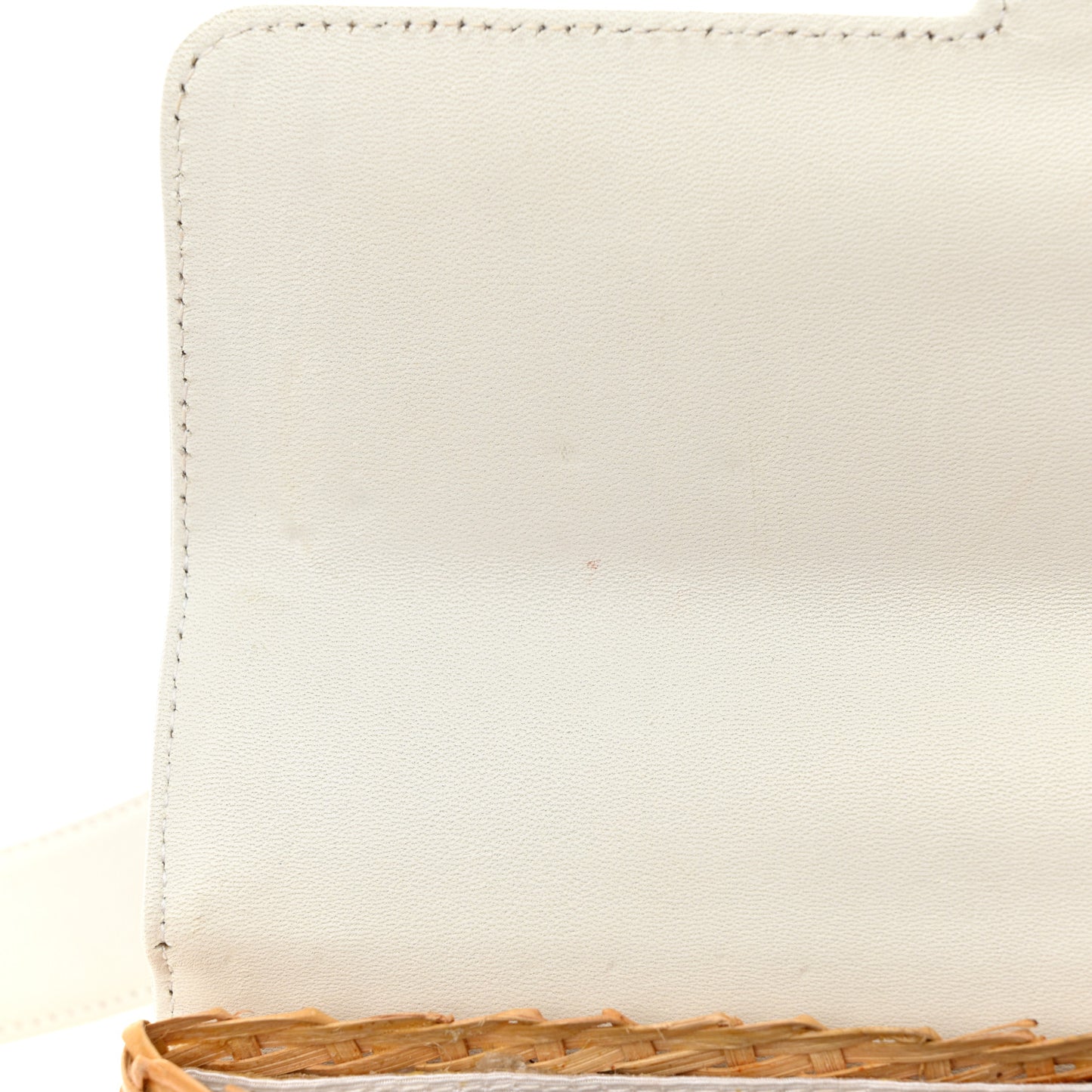 Calfskin Rattan Basket Flap Shoulder Bag White
