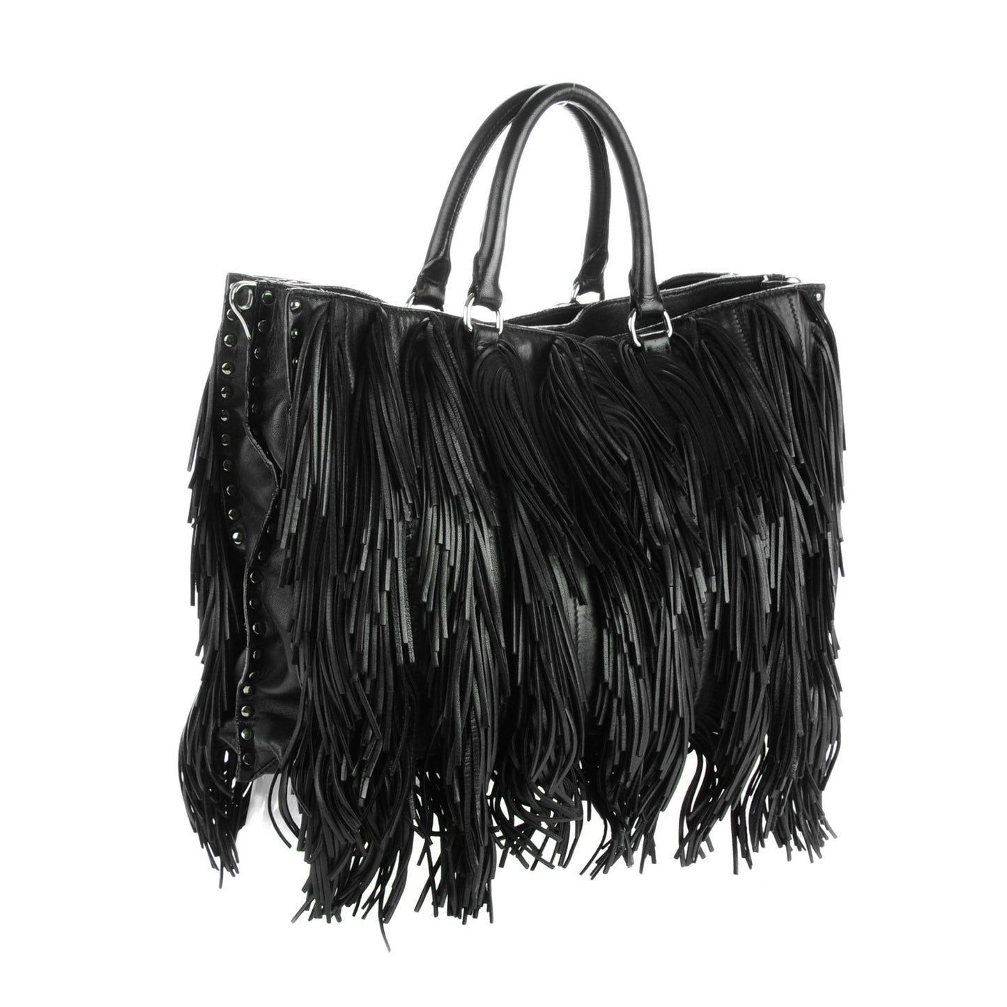 Nappa Fringe Tote Nero Black