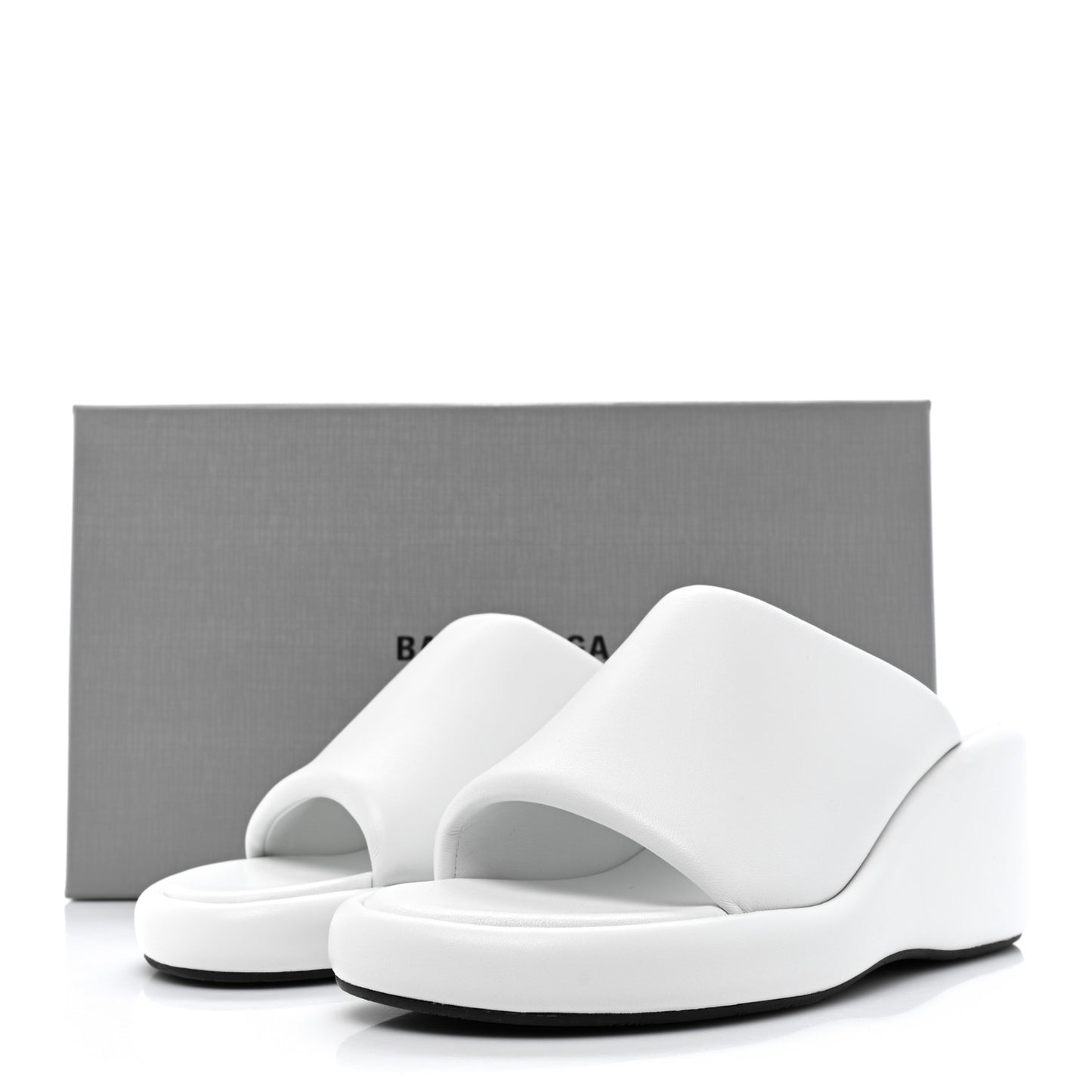 Smooth Nappa Logo Rise Wedge Sandals 39 White Black