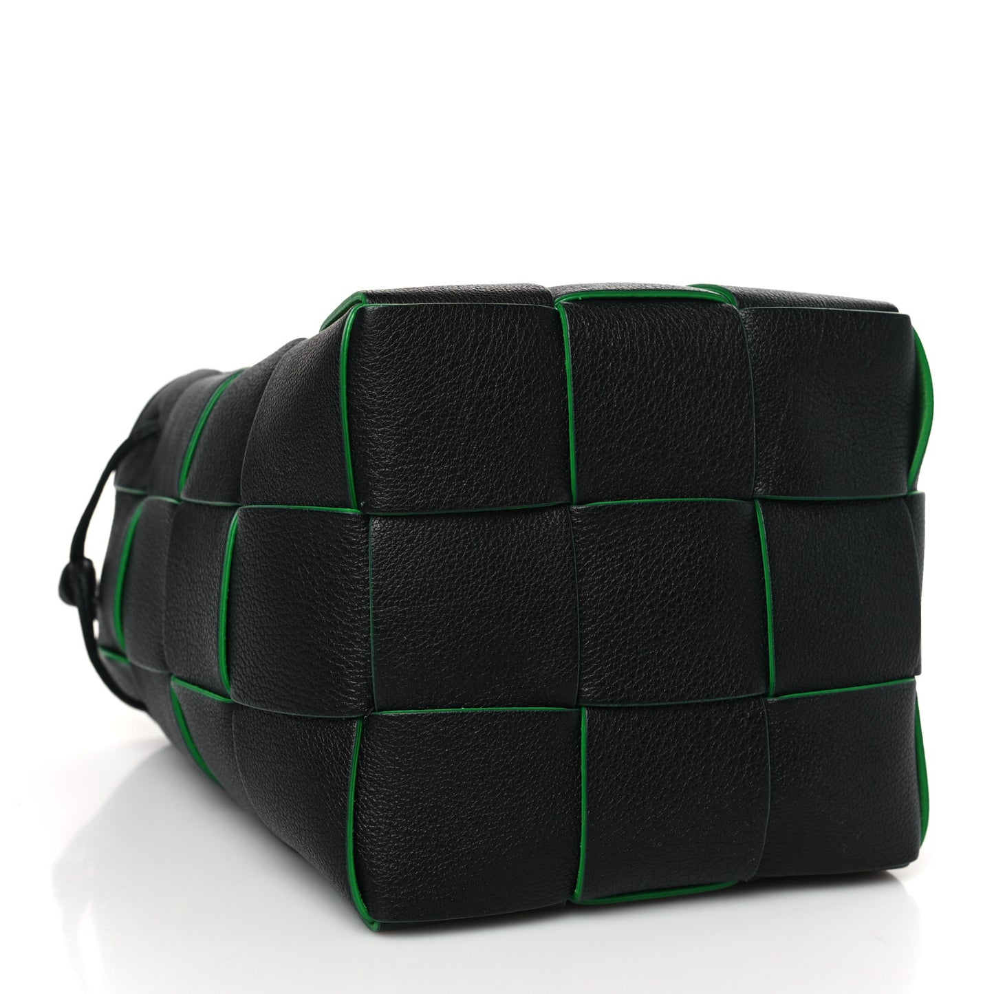 Nappa Maxi Intrecciato Small Cassette Bucket Bag Black Parakeet