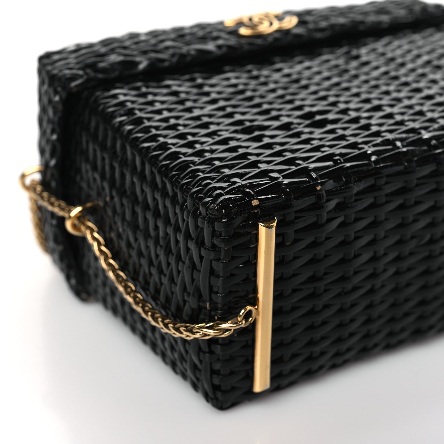 Chanel Patent Rattan Basket Shoulder Bag Black 8 of 9