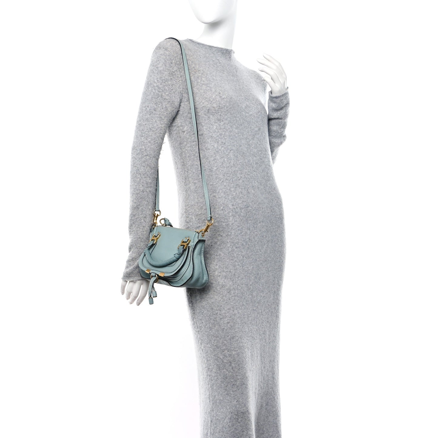 Calfskin Small Marcie Satchel Mint Blue