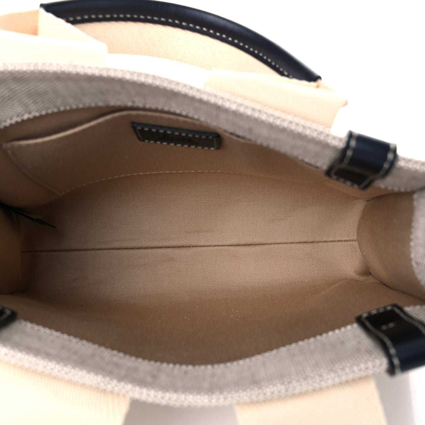 Cotton Calfskin Small Woody Ribbon Tote White