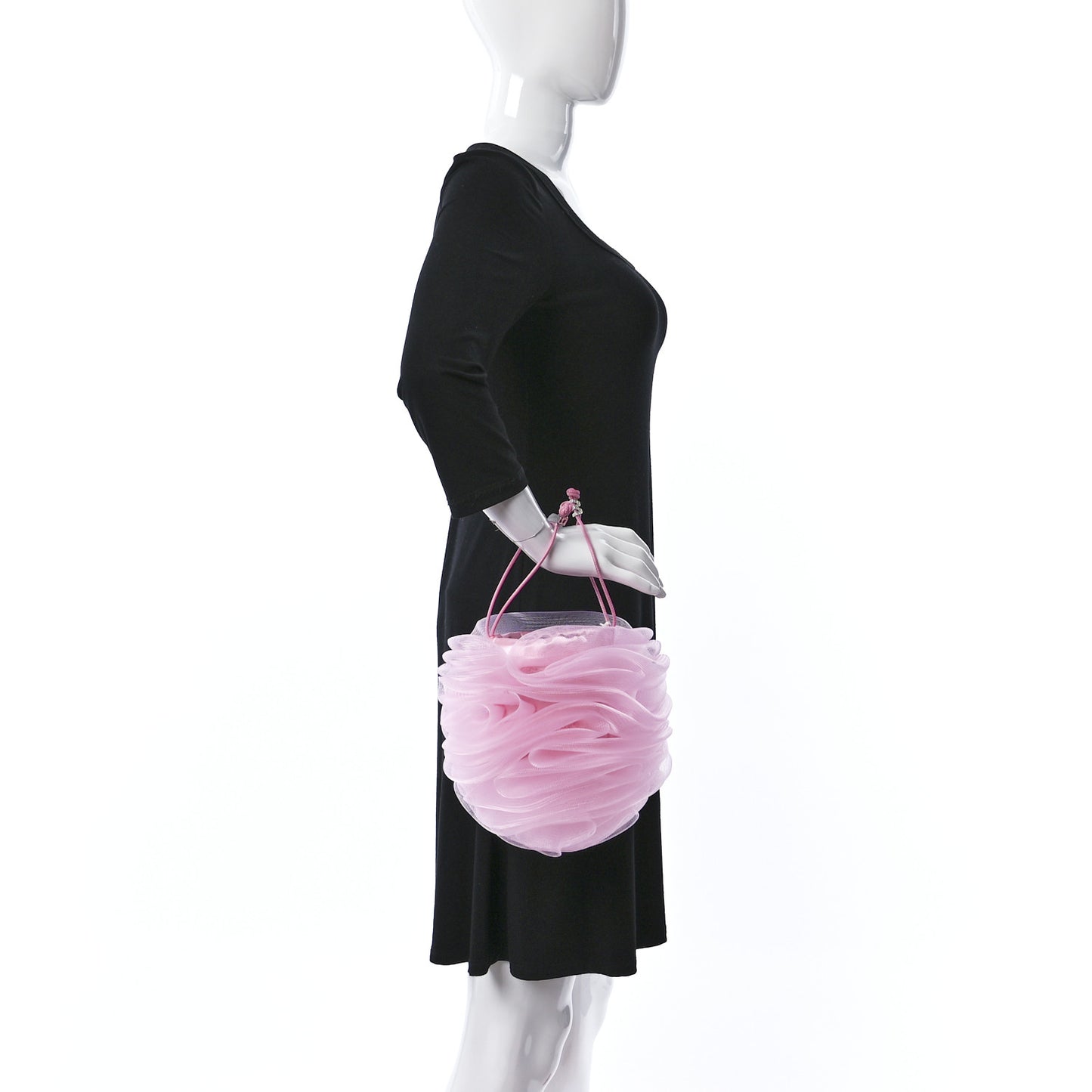 Tulle Mesh Pom Bag Cradle Pink