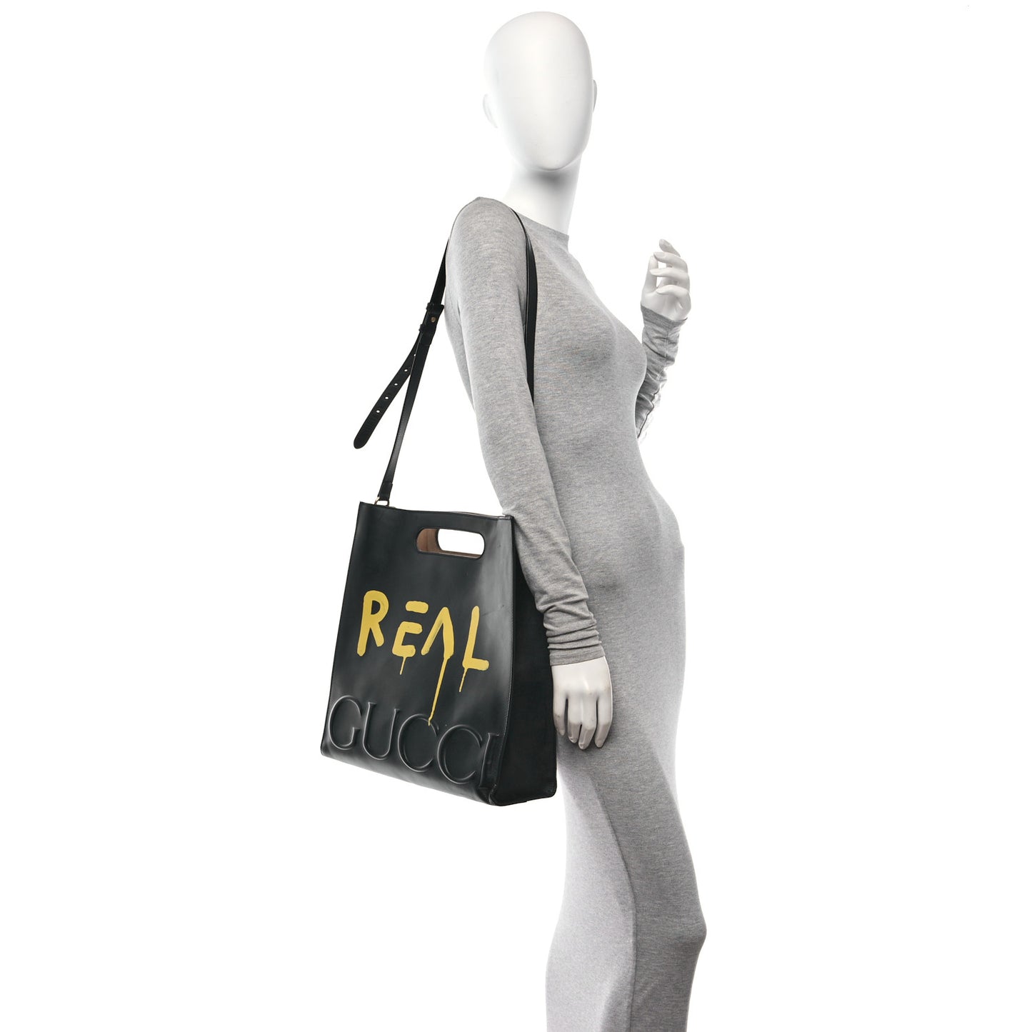 Calfskin GucciGhost Real Medium XL Tote Black Yellow