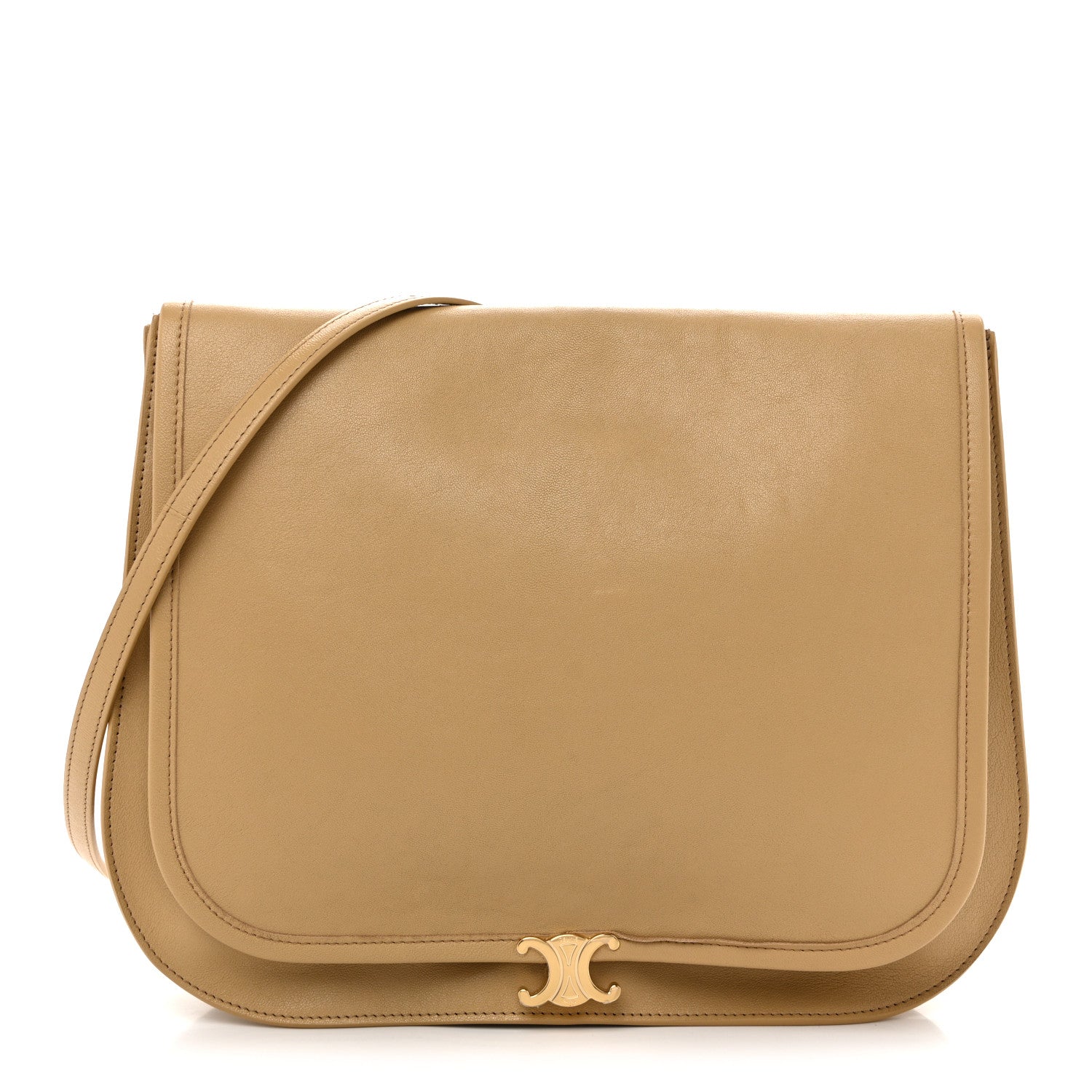 Celine Shiny Lambskin Soft Triomphe Besace Bag Sandcastle 1884631
