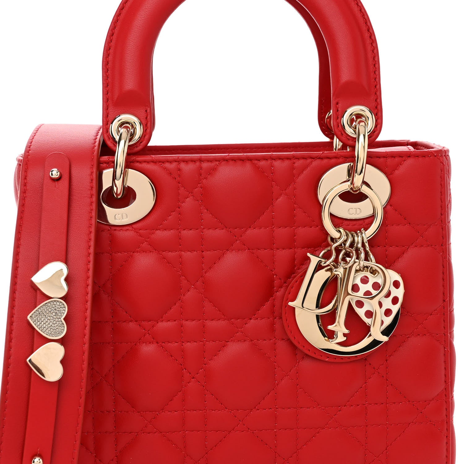 Christian Dior Lambskin Cannage Small My ABCDior Lady Dior Red 7 of 9