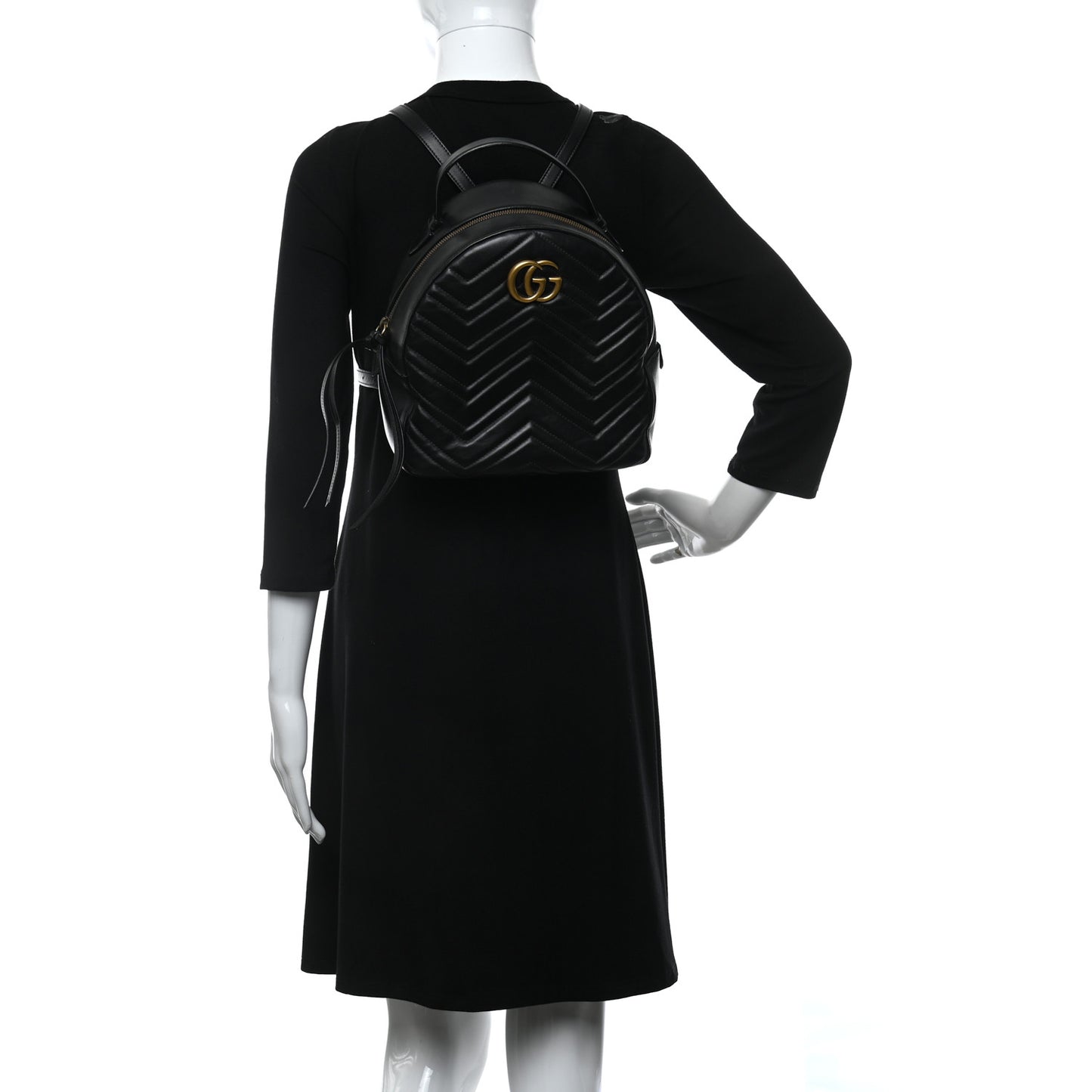 Calfskin Matelasse GG Marmont Dome Backpack Black