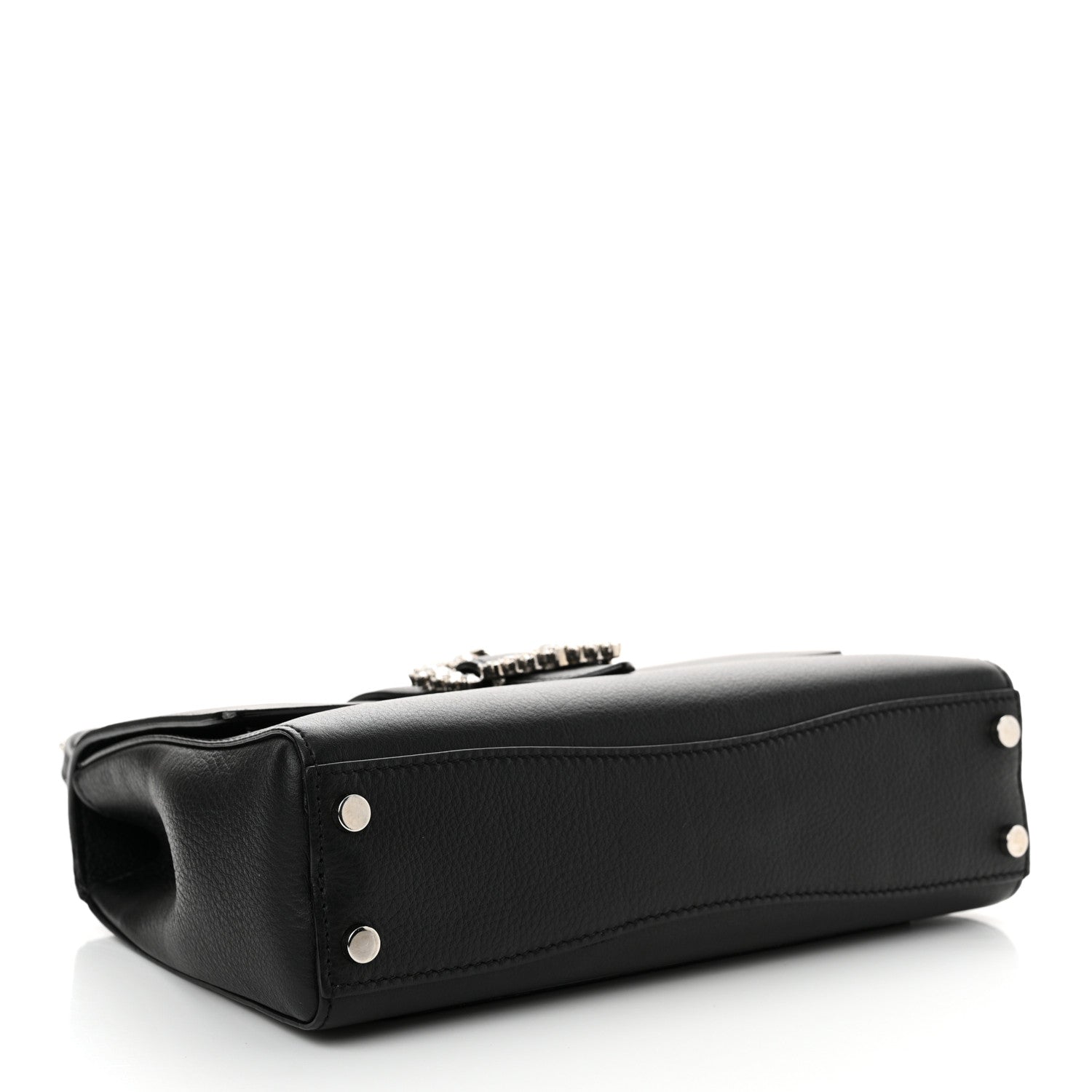 Jimmy Choo Calfskin Crystal Medium Cheri Top Handle Bag Black 4 of 12