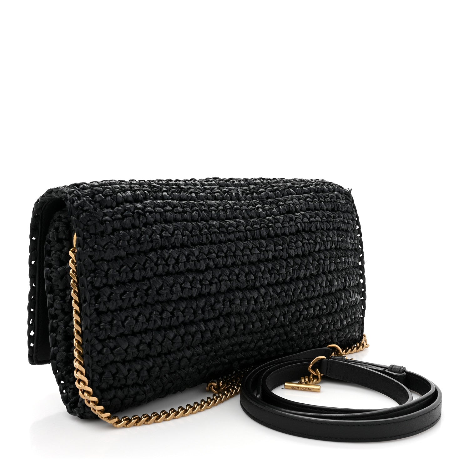 Saint Laurent Raffia Monogram Tassel Kate 99 Black 3 of 11