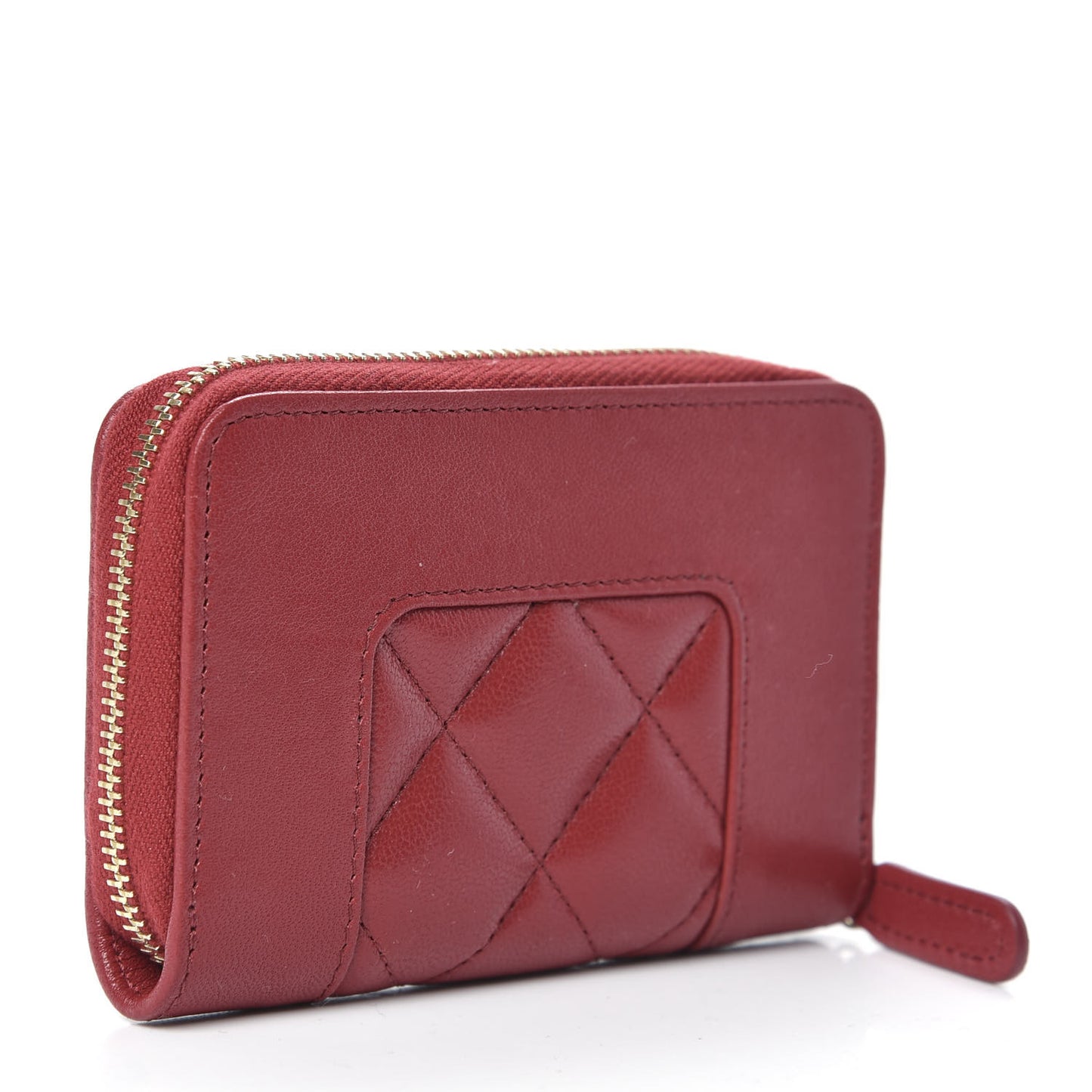 Sheepskin Quilted Mademoiselle Vintage Zip Coin Purse Red