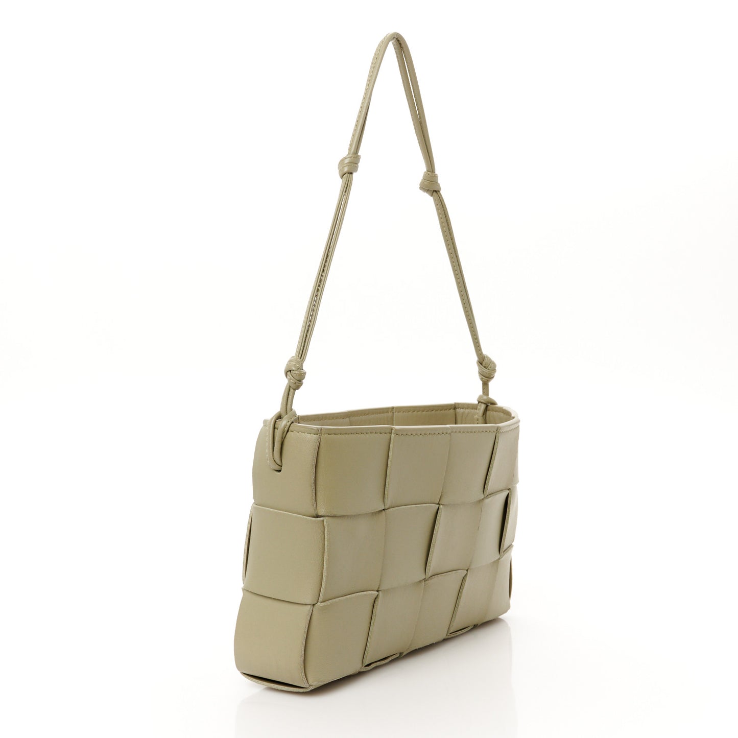Calfskin Maxi Intrecciato Cassette Pouch On Strap Travertine