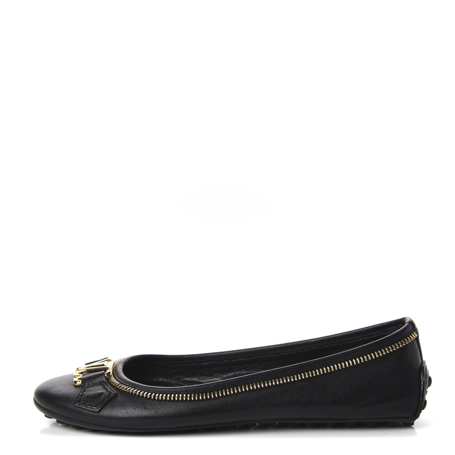Calfskin Zip Oxford Ballerina Flats 35 Black