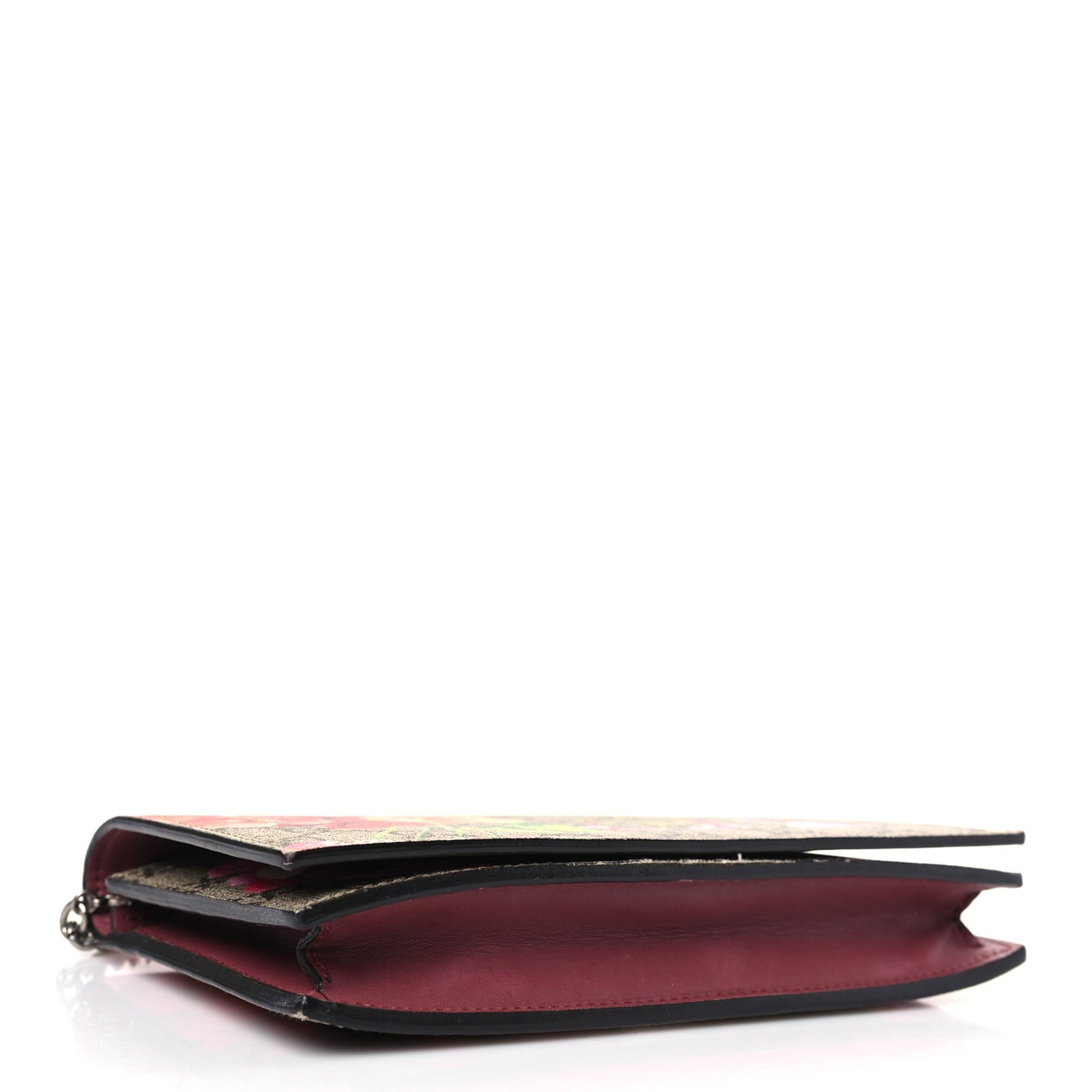 GG Supreme Monogram Blooms Chain Wallet Beige Multicolor Dry Rose