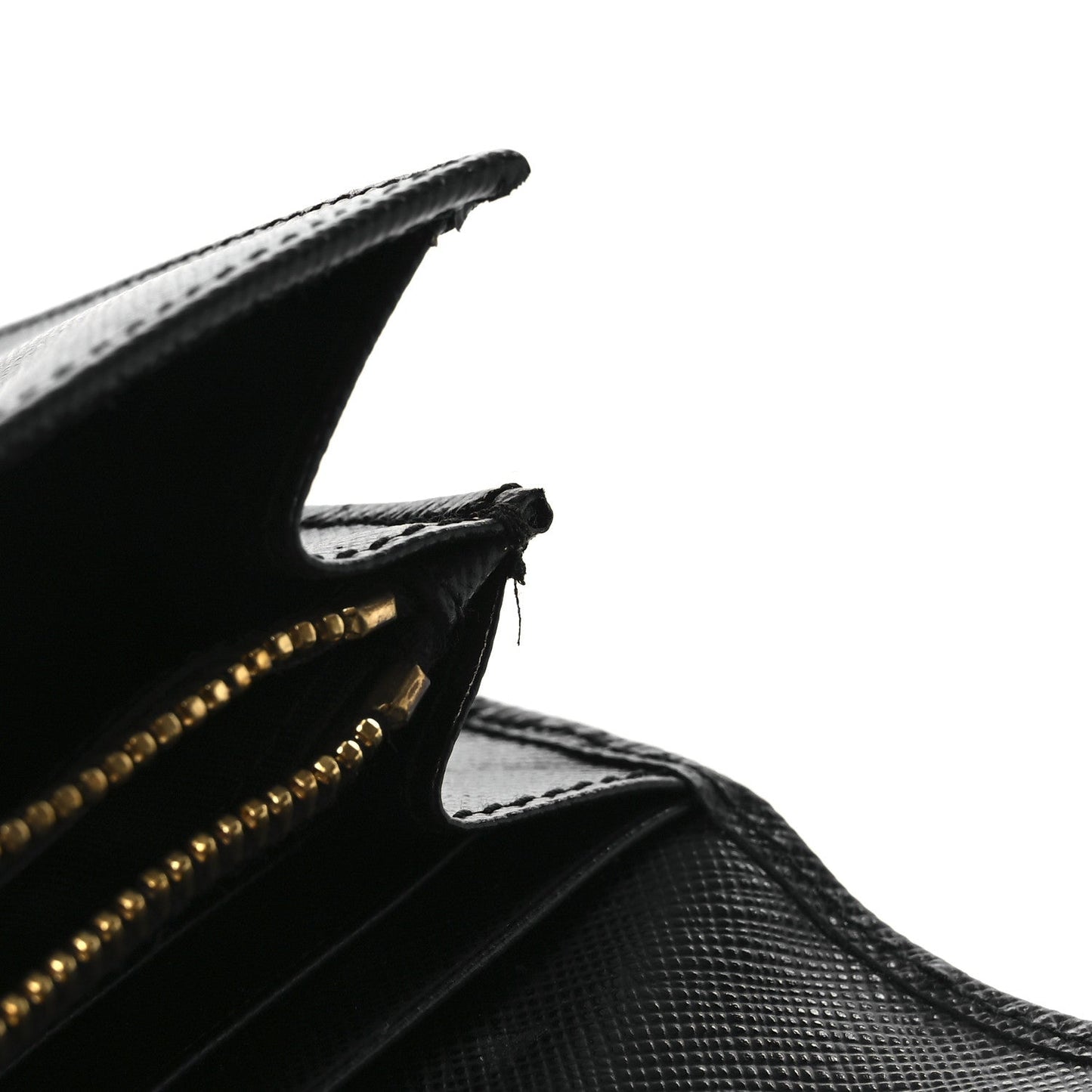 Saffiano Metal Bar Flap Wallet Black