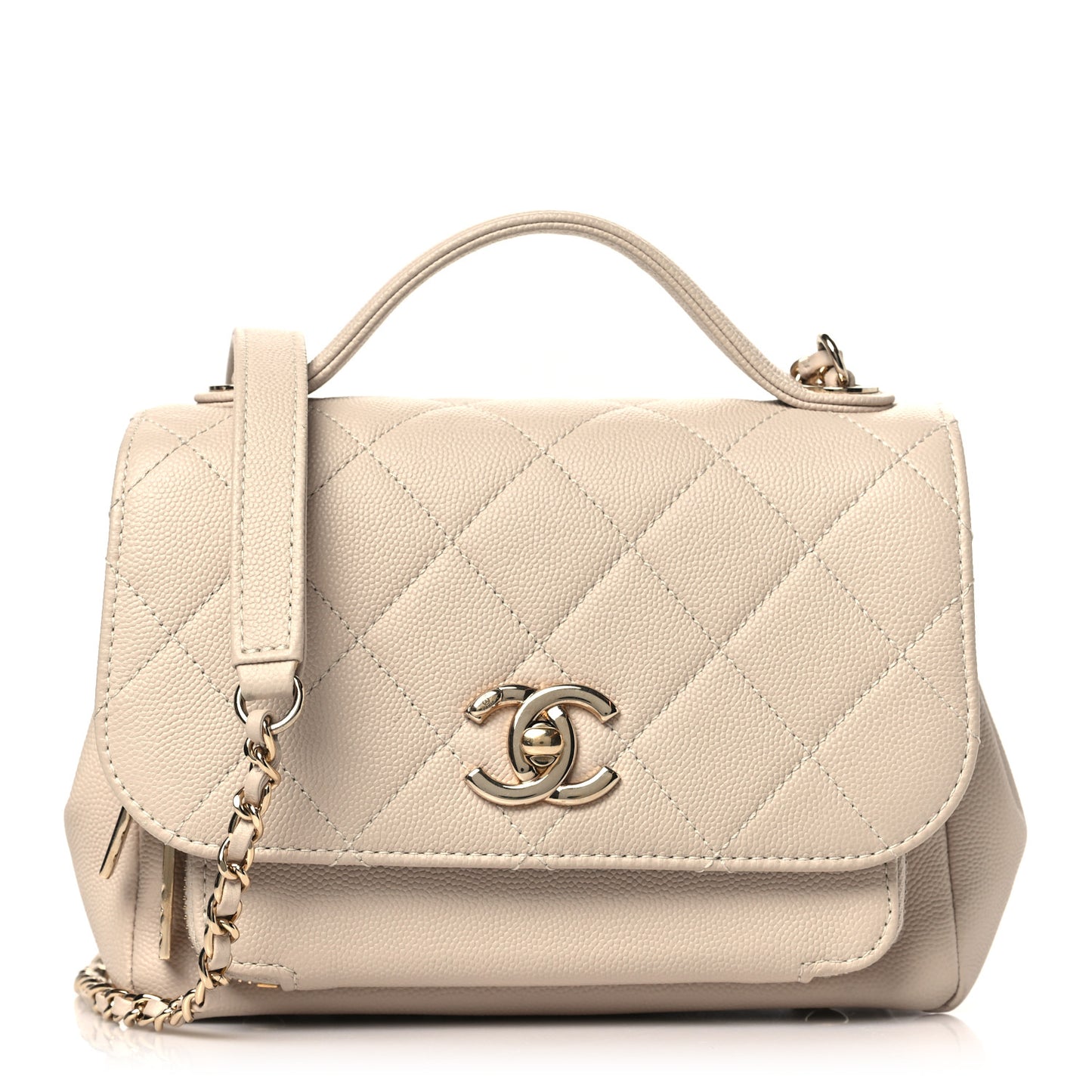 Caviar Quilted Small Business Affinity Flap Beige