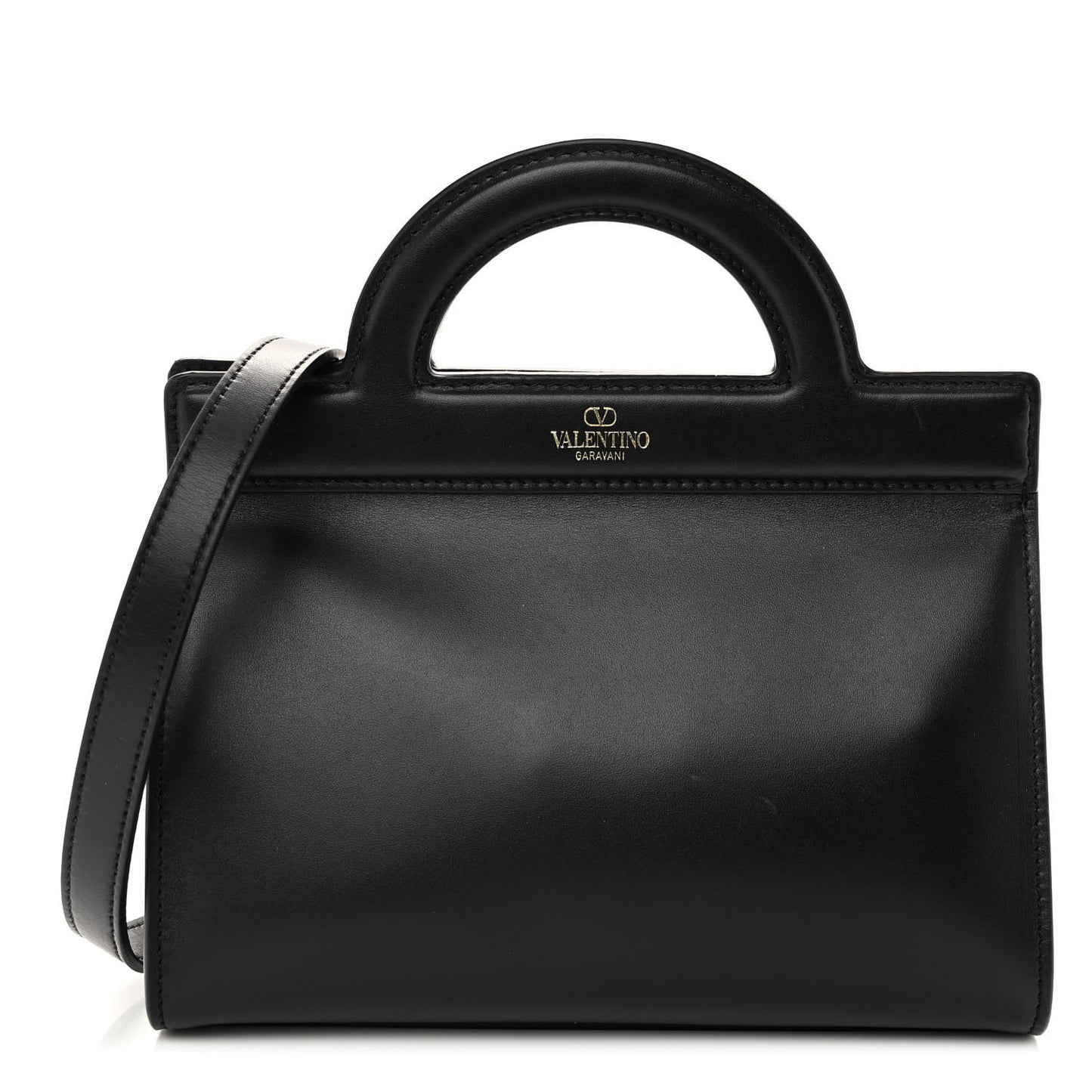 Calfskin Mini Logo Crossbody Tote Black