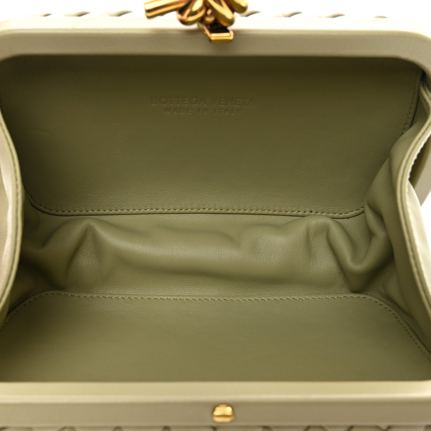 Intrecciato Minaudiere Knot Clutch Travertine