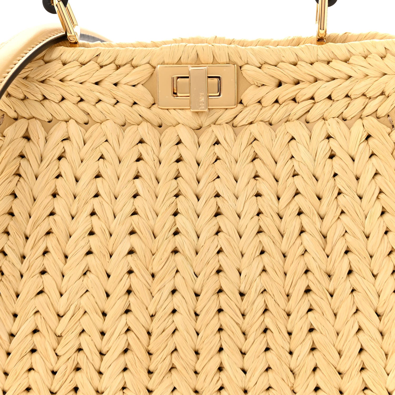 Fendi Paglia Vitello King Nappa Woven Petite Peekaboo I SEE U Satchel Sahara 7 of 9